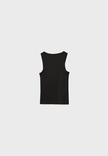 Cotton ribbed racerback T-shirt — Black 8