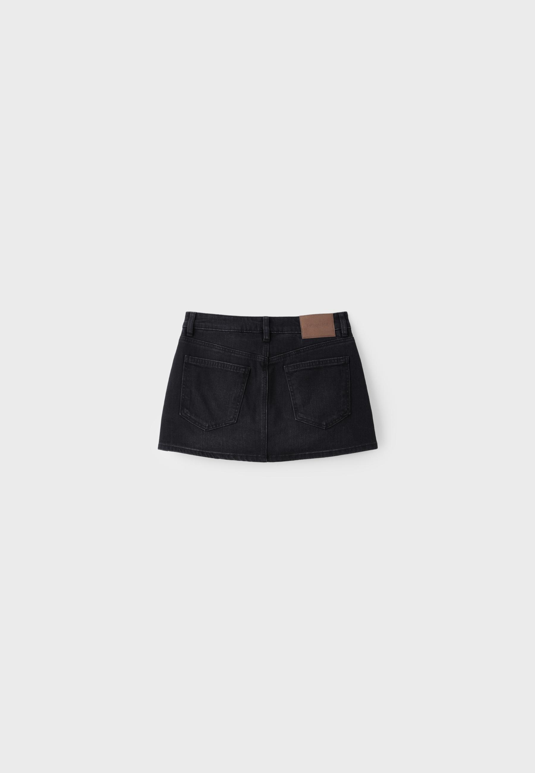 Mini crossover skort — BLACK DENIM WASH