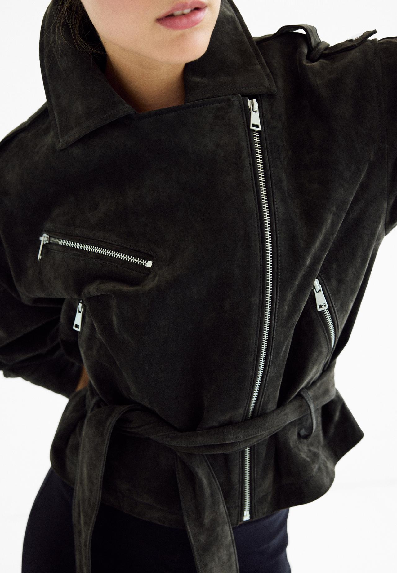 100% leather biker jacket — Dark grey