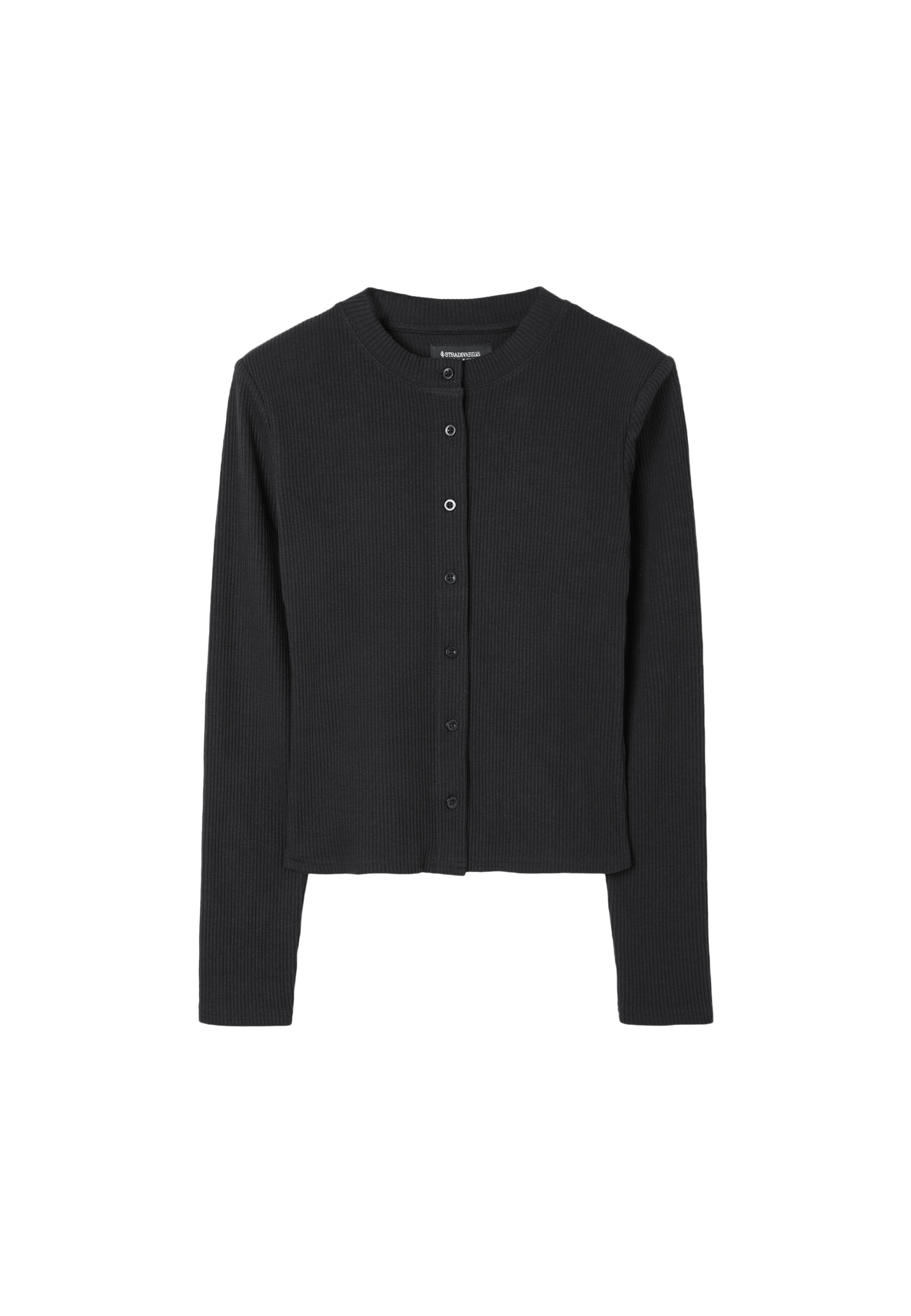Knit cardigan with shoulder pads — Black