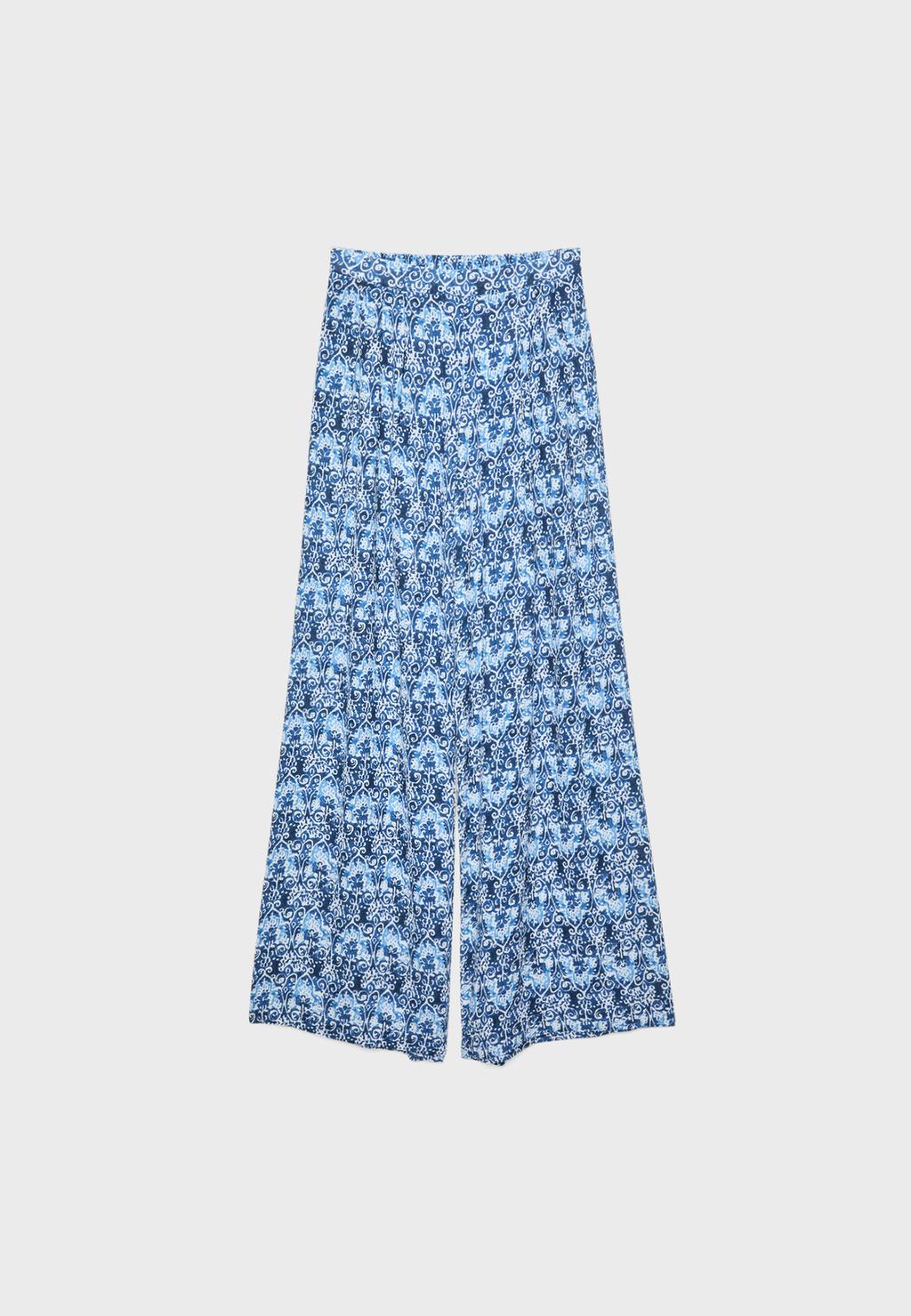 Pantalon fluide palazzo imprimé