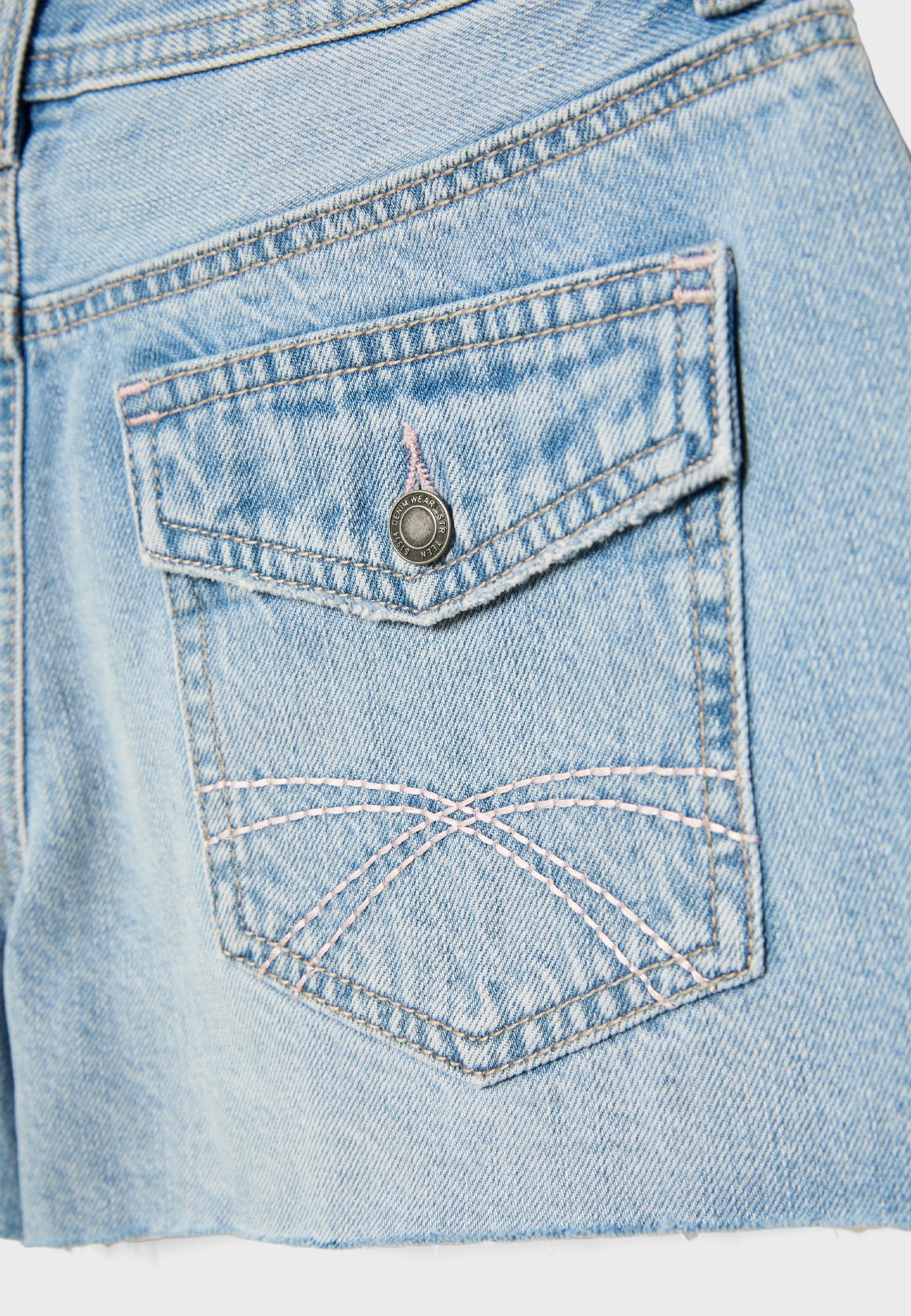 Low-rise denim shorts — MEDIUM LIGHT BLUE DENIM