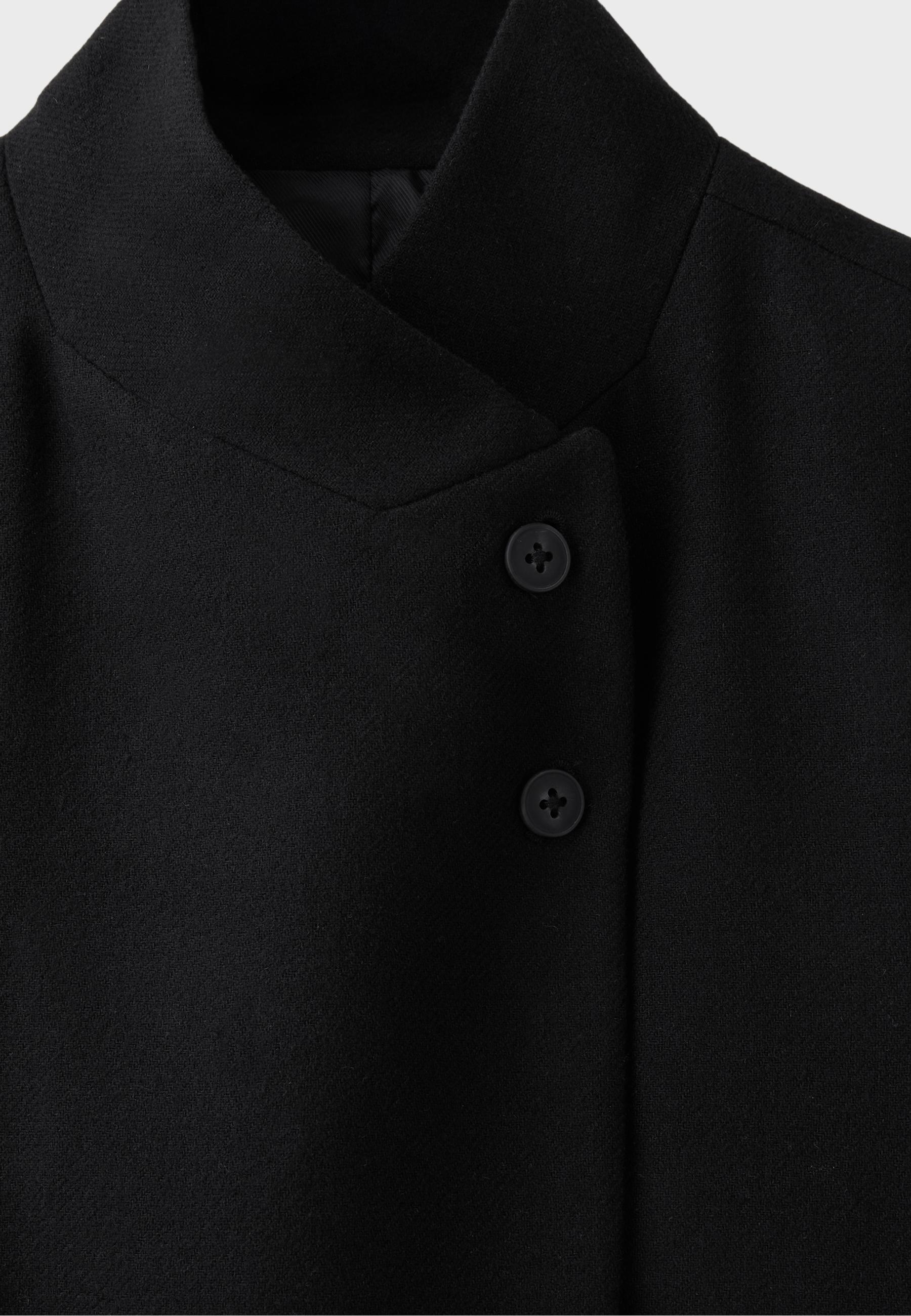 Asymmetric wool-blend blazer — Black
