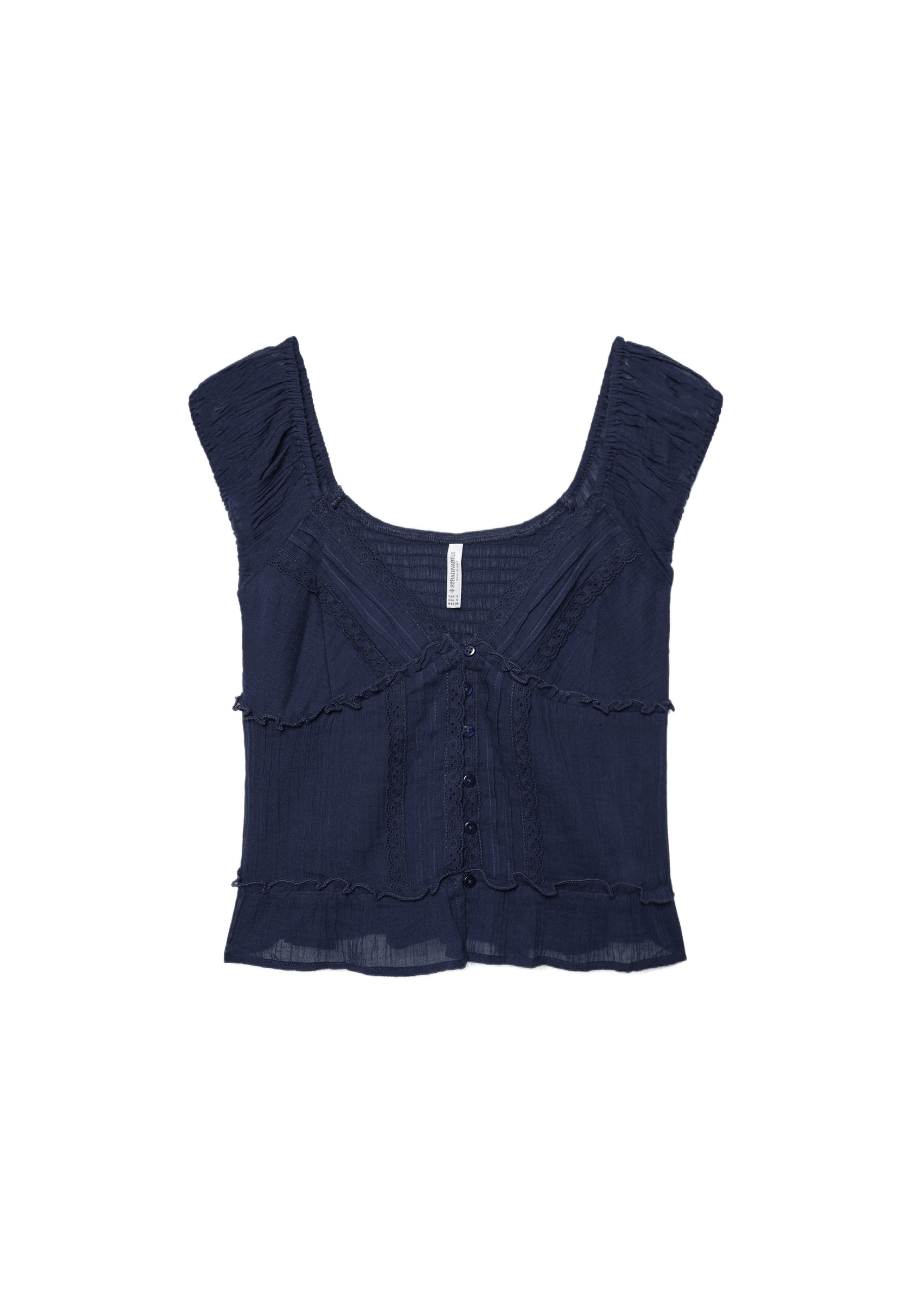 Fluid top with buttons — Navy blue