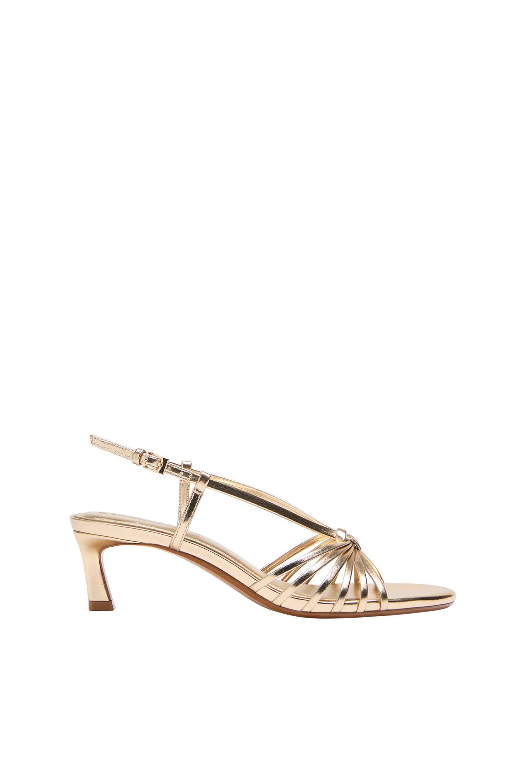 Gold multi-strap kitten heel sandals — GOLD