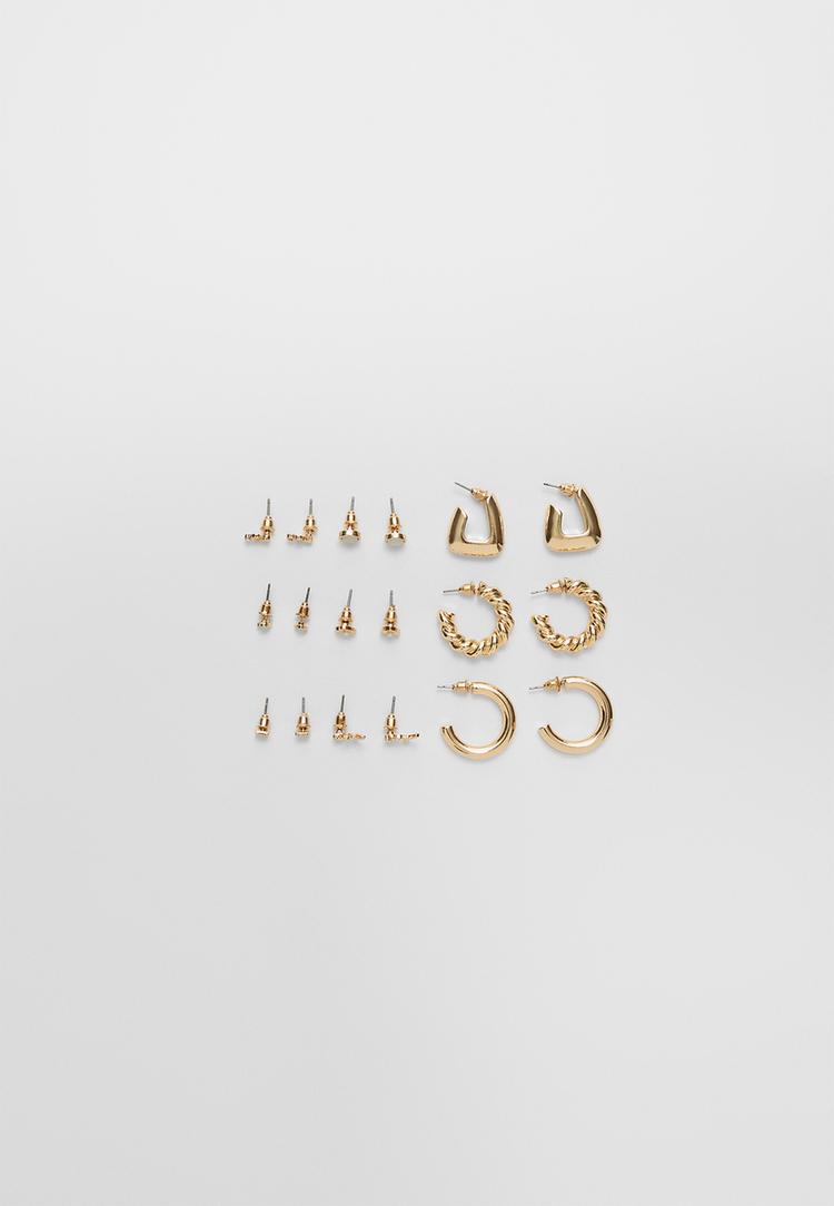 set 9 pendientes rosa