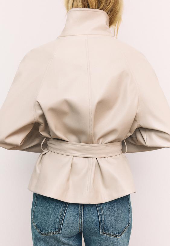 dik yaka suni deri trenckot