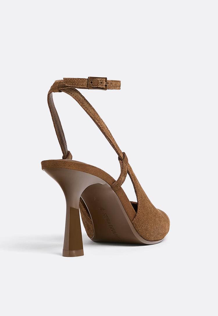 split suede heeled shoes