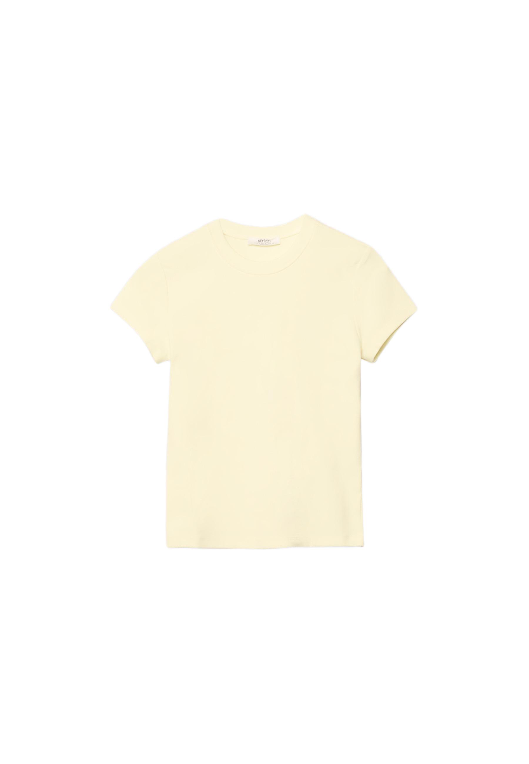 Basic round neck short sleeve T-shirt — Pastel yellow