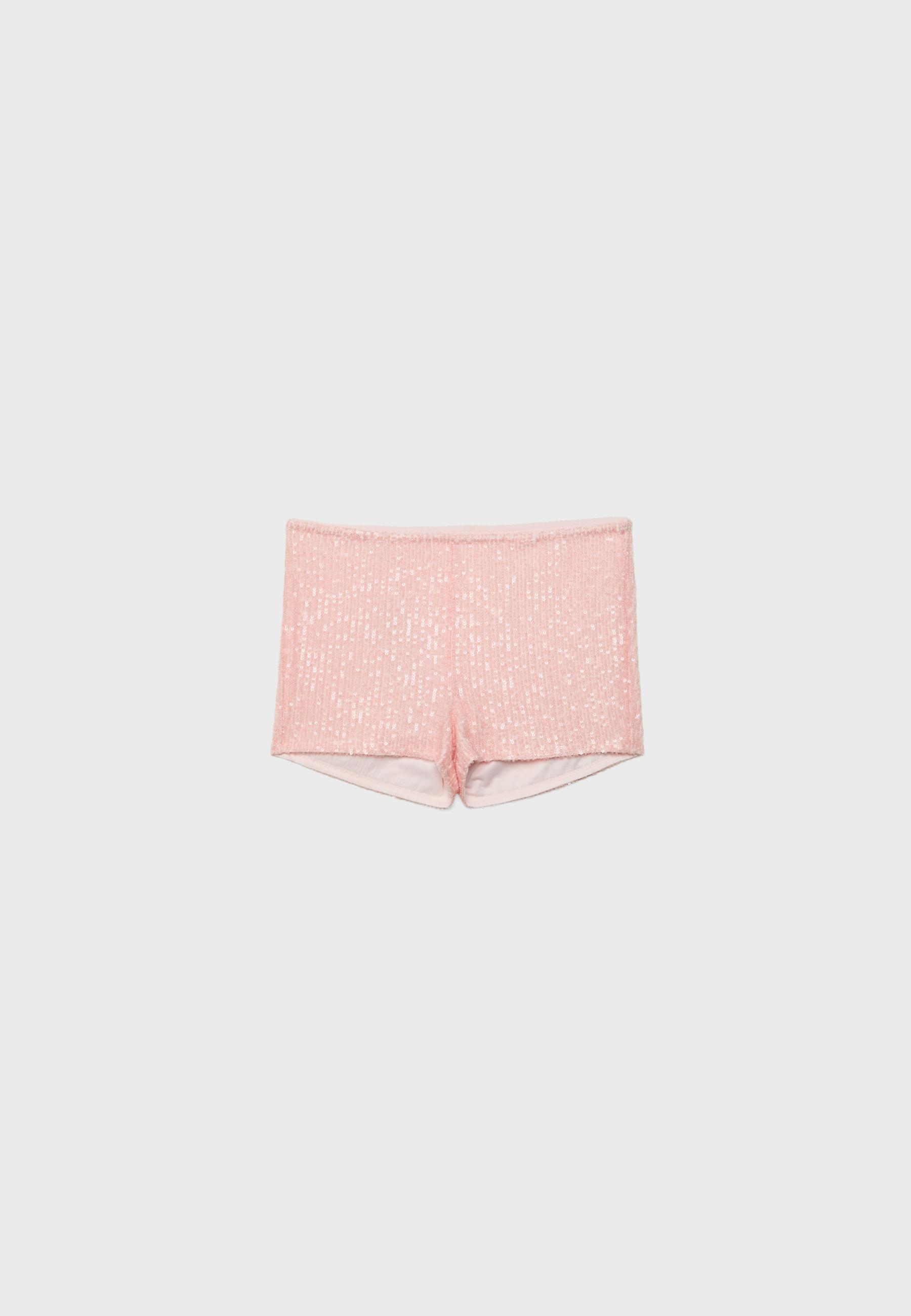 Sequin mini shorts — Pastel pink