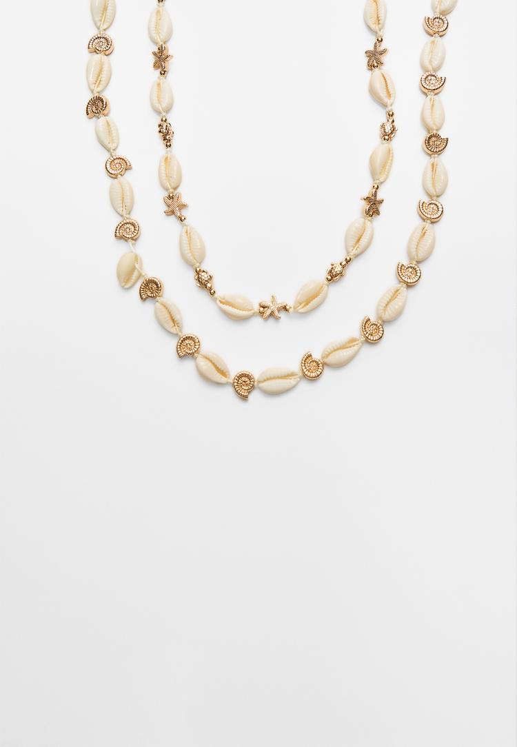 set 2 collares cordon estrella y concha