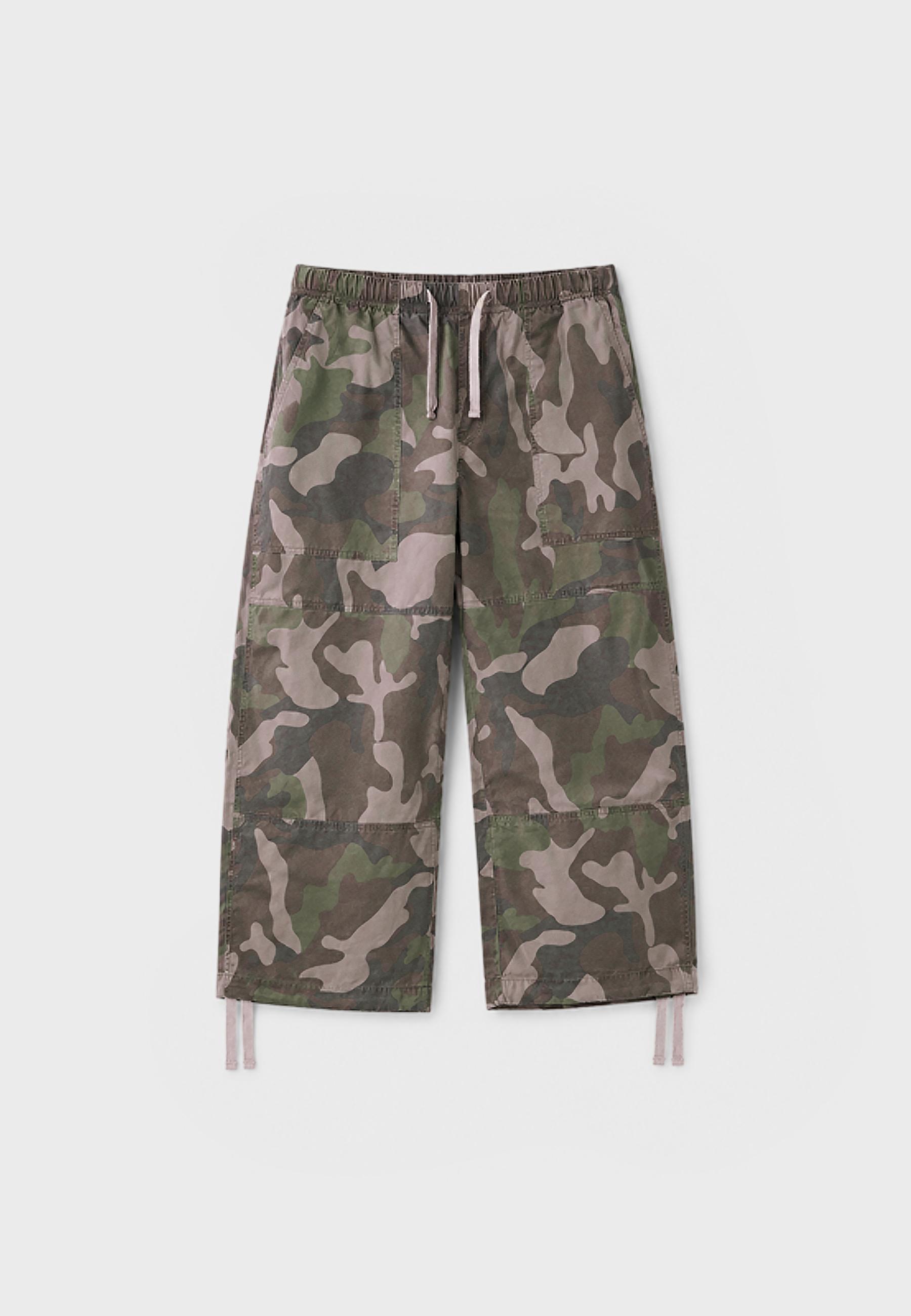 Printed relaxed fit Bermuda shorts — Khaki