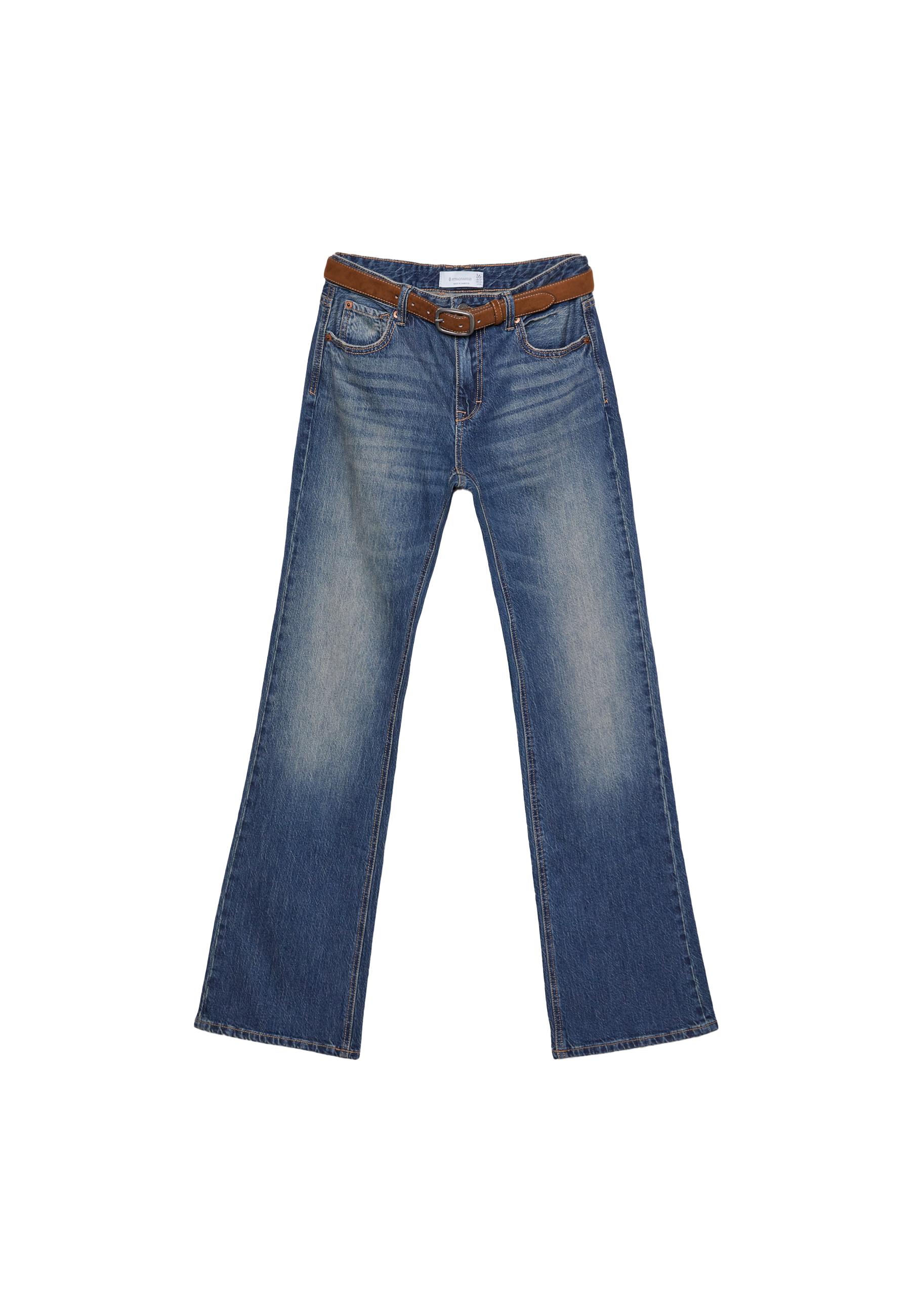 D68 Boot-cut jeans with belt — MEDIUM DENIM WASH