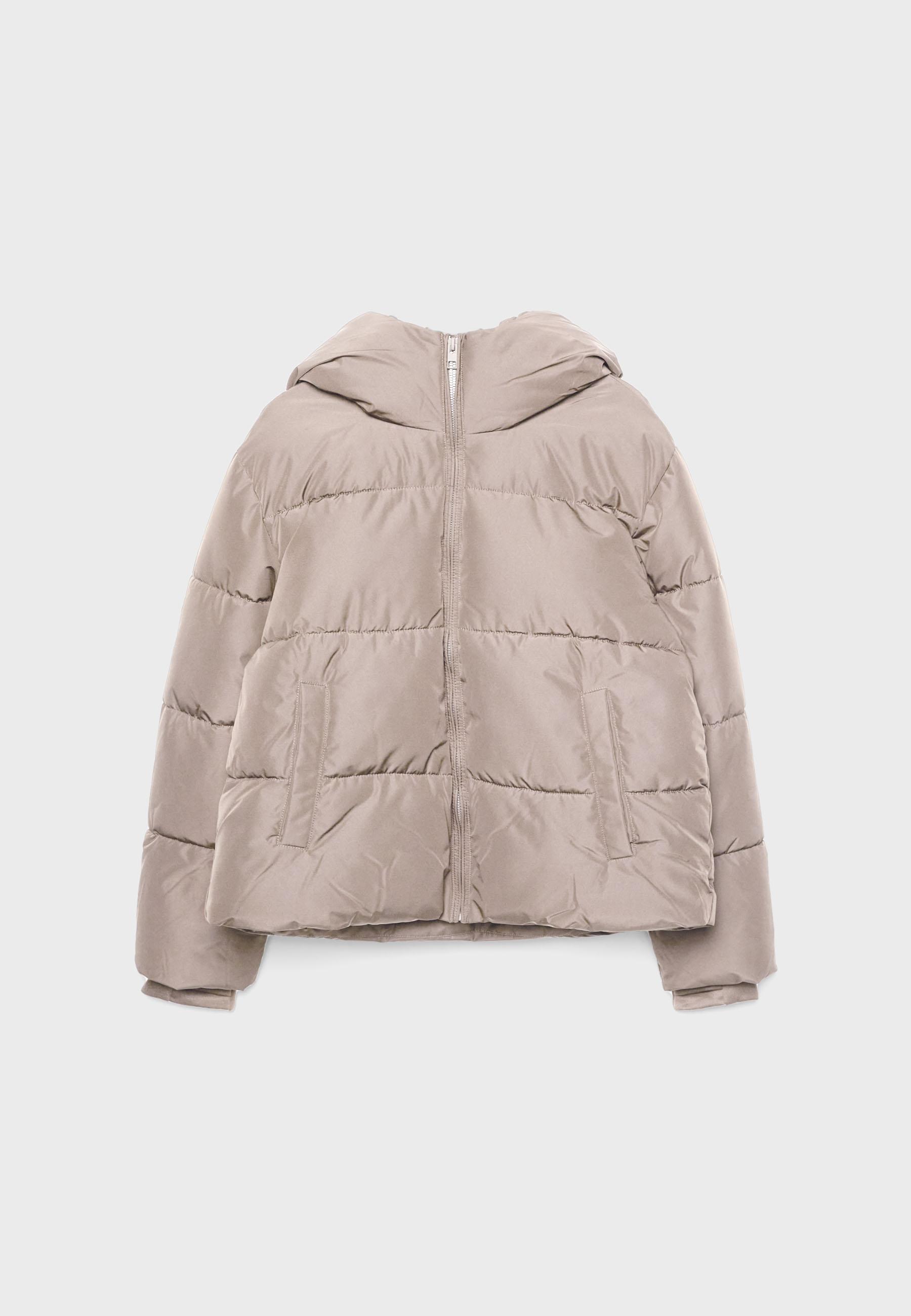 Hooded padded jacket — Brown