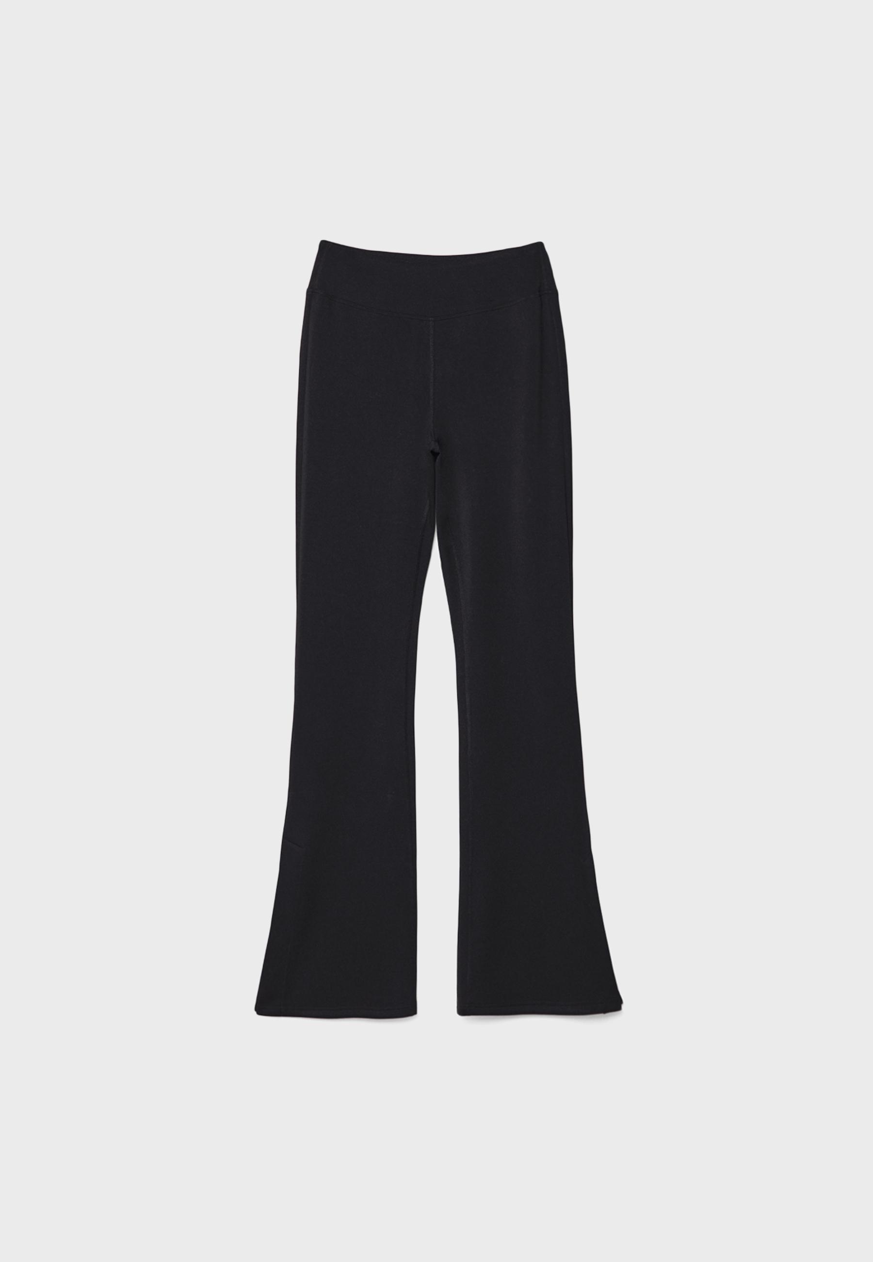 Soft-touch bell bottom trousers — Black