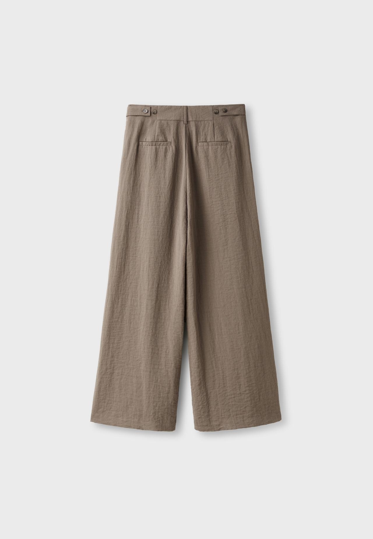 Adjustable rustic wide-leg button trousers — Brown