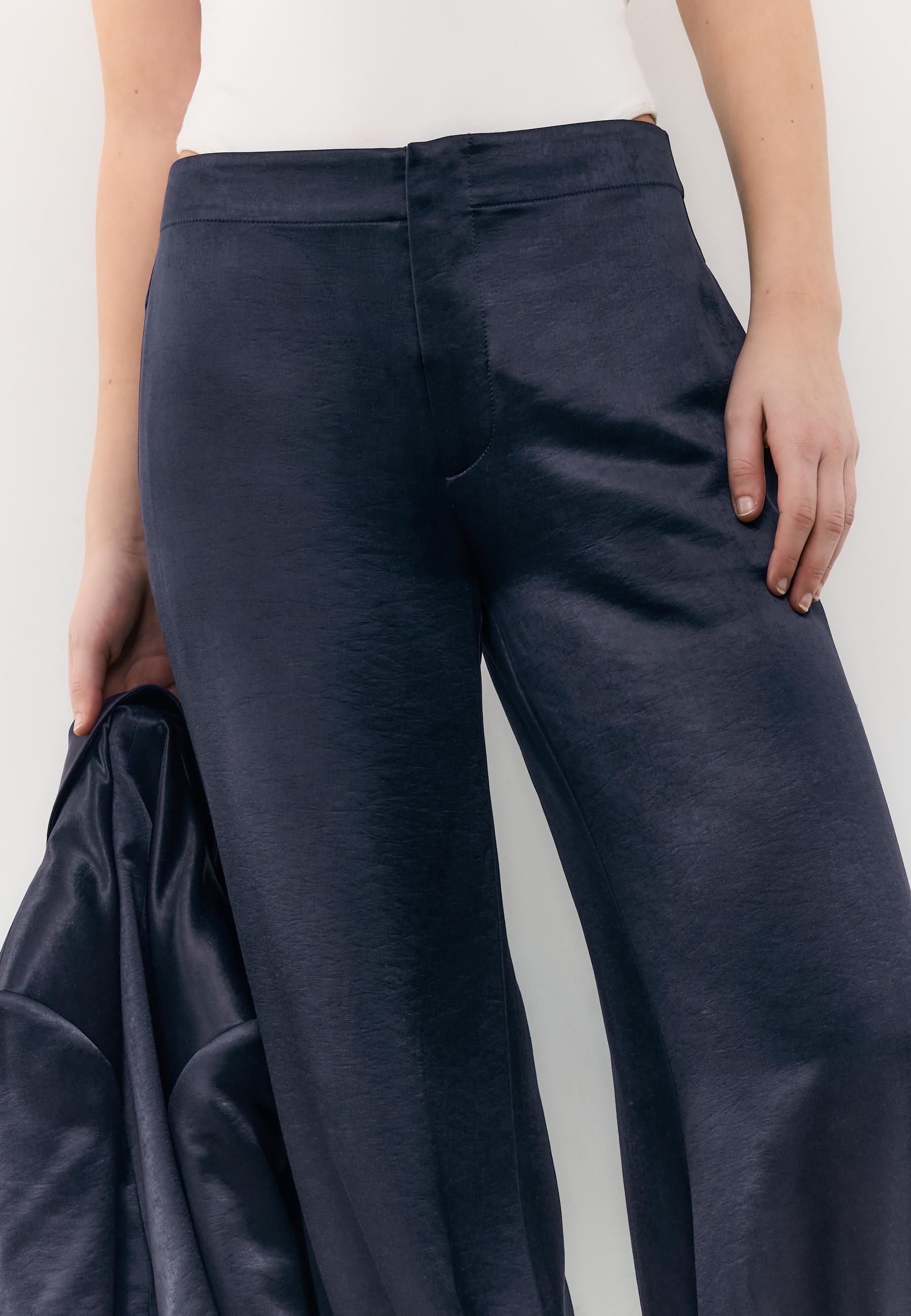 Smart satin balloon trousers — Dark blue