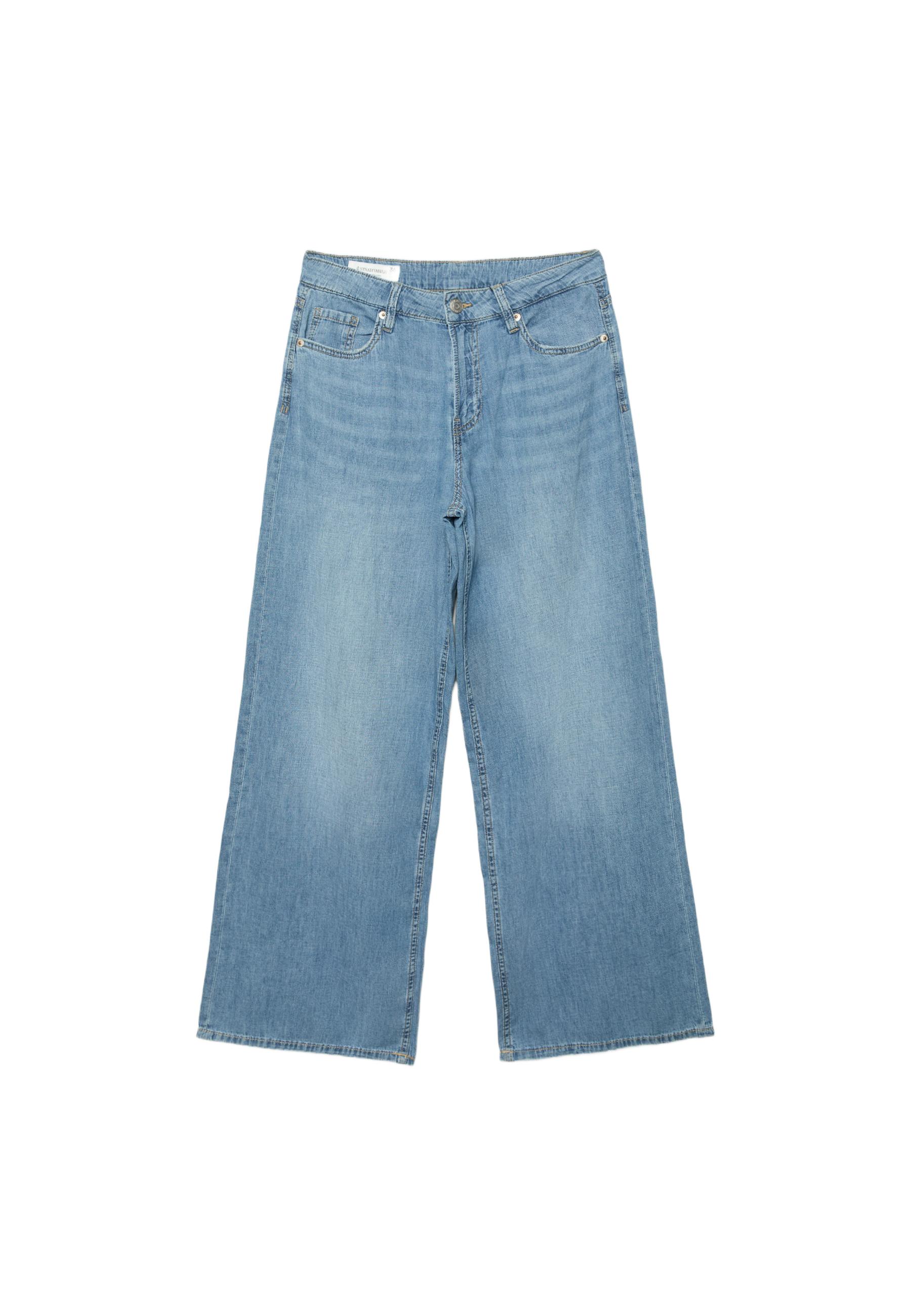 Wide-leg light denim jeans — MEDIUM LIGHT BLUE DENIM