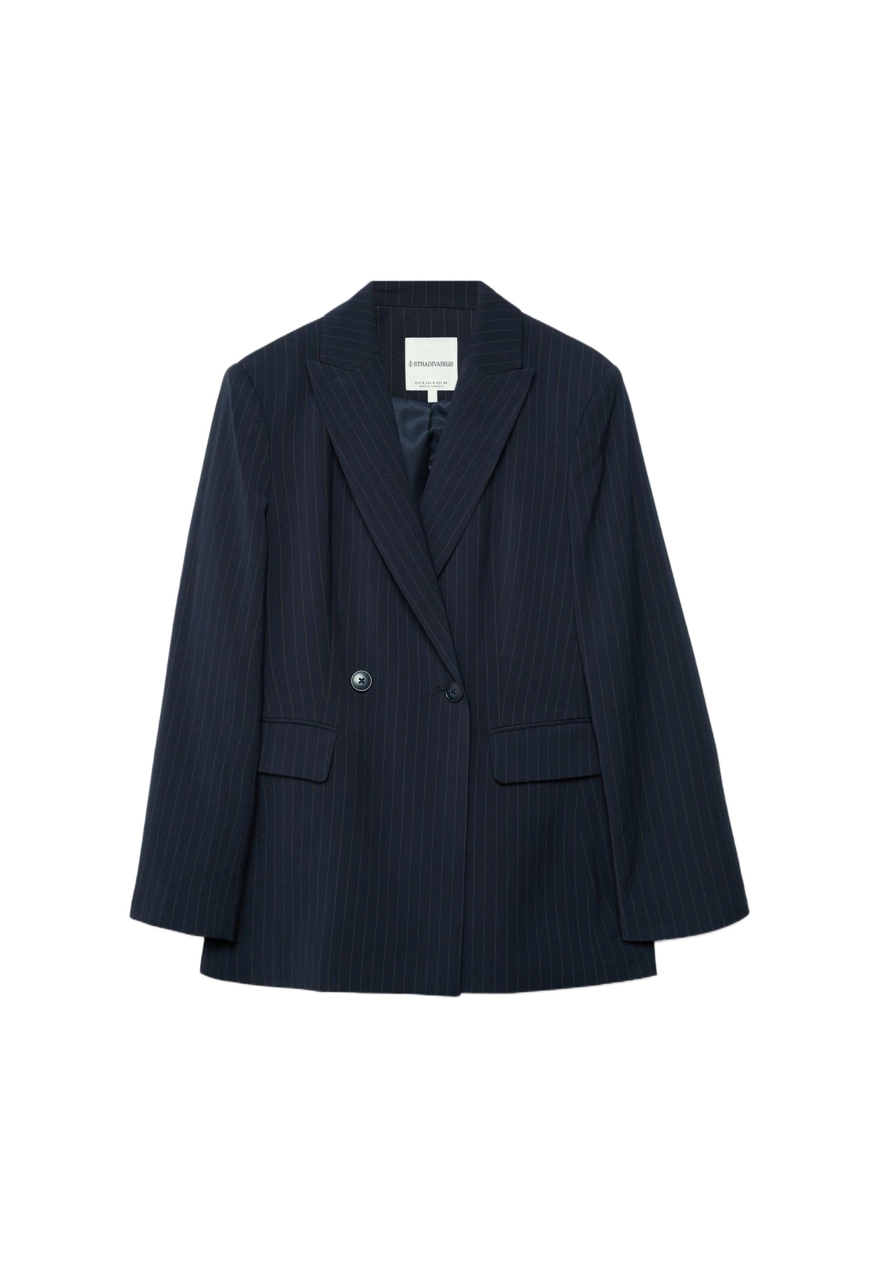 Striped fitted blazer — Navy blue