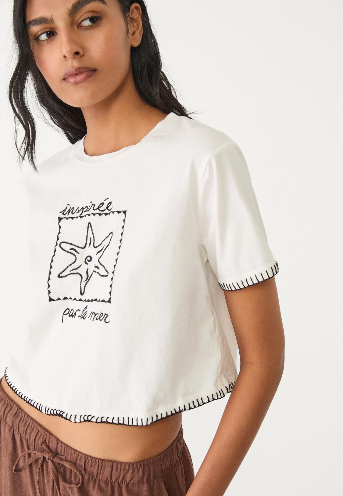 Mode Femme T Shirt Blanc Court T-shirt Blanc NM Sweet Zoé Fashion