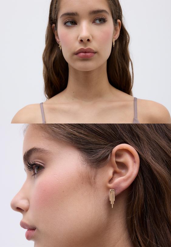 Stradivarius Lot 9 Boucles D’oreilles Papillon Et Perles Or Os