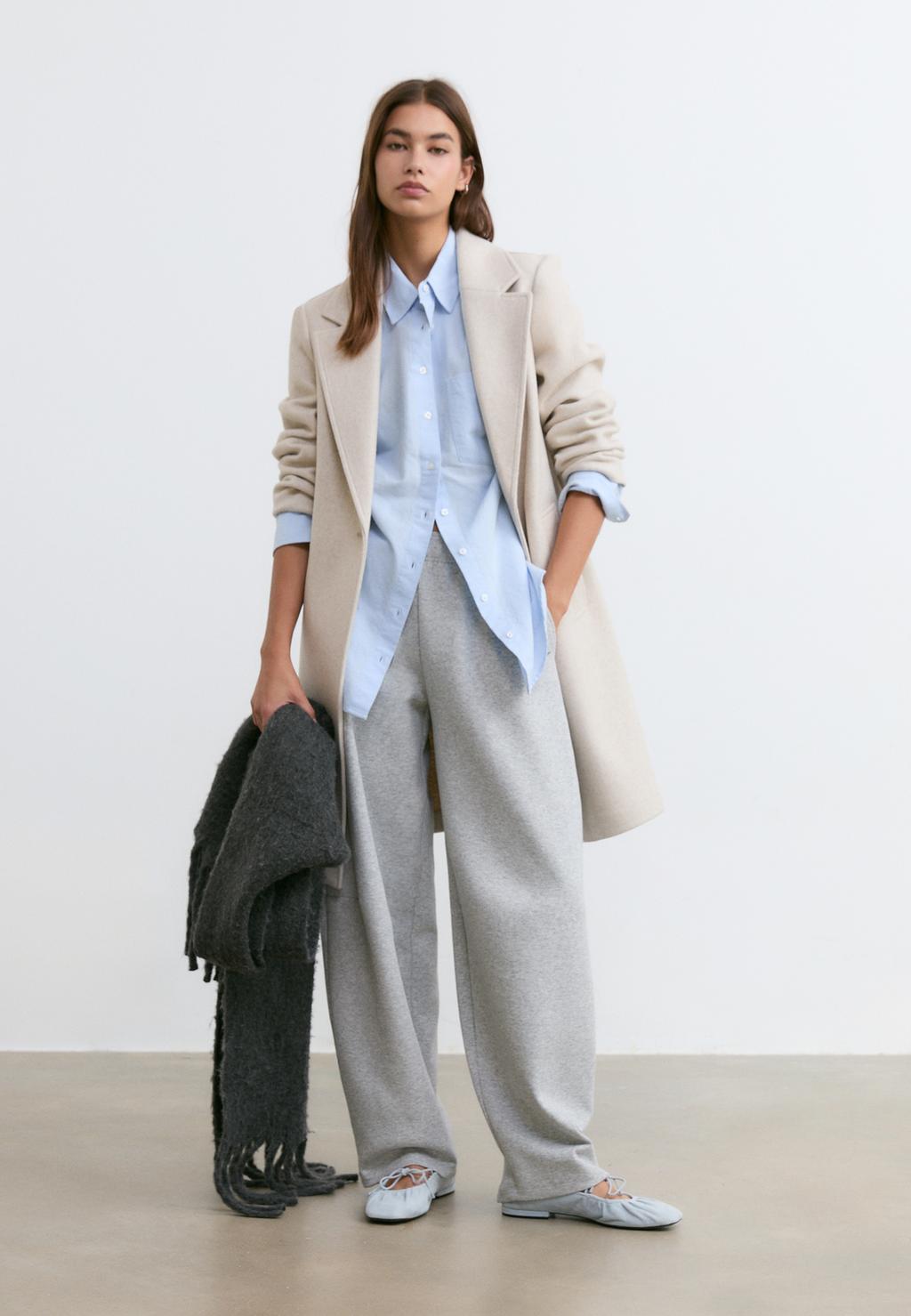 Abrigo midi botón tacto suave