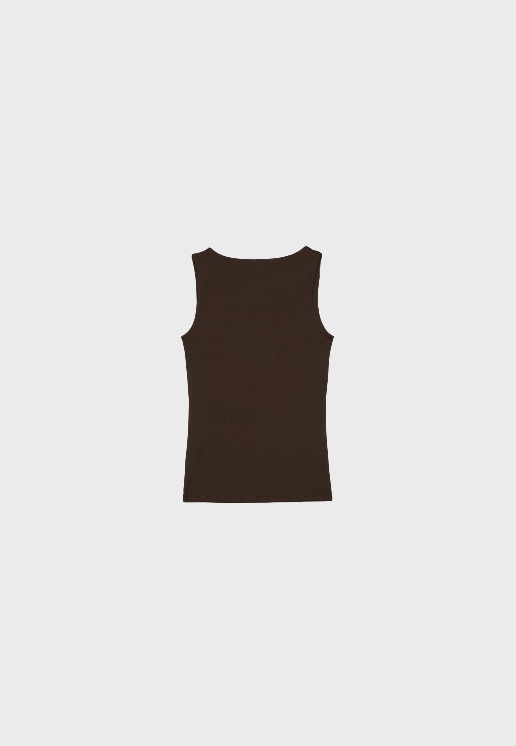 Polyamide wide strap top — Brown