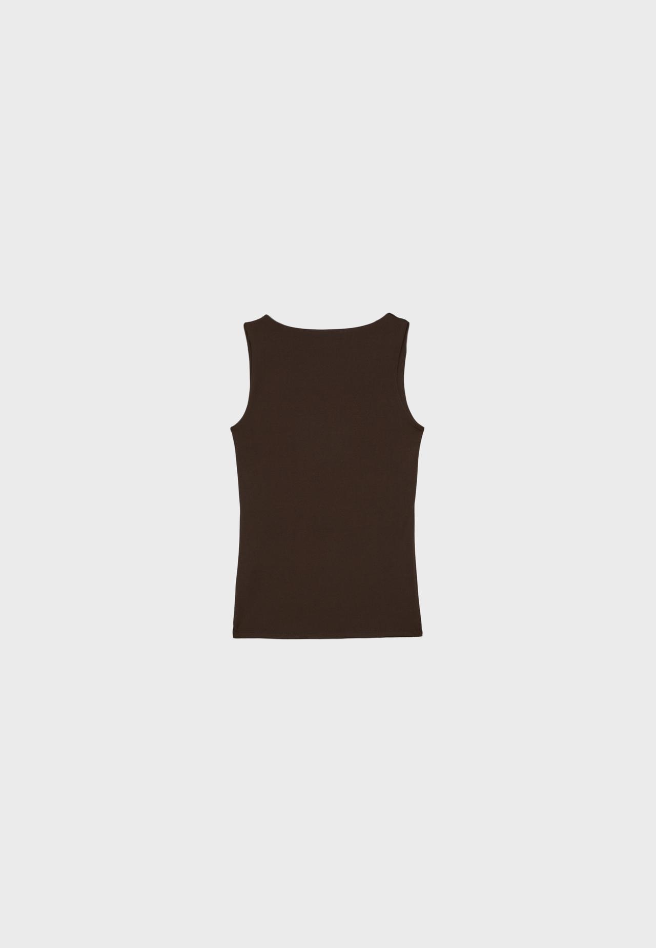 Polyamide top with wide straps — Brown
