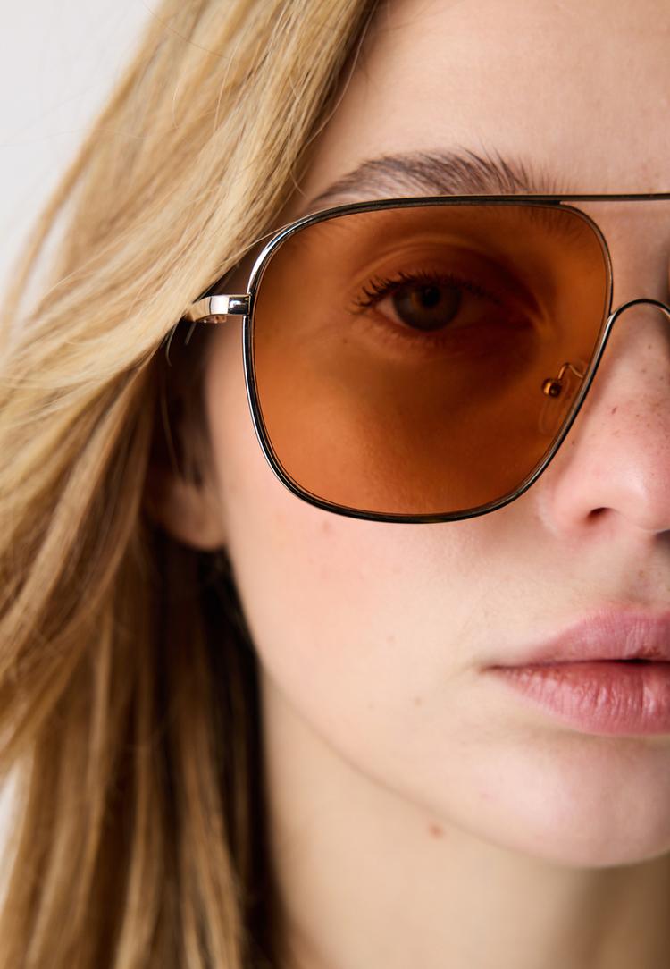 Stradivarius Τετράγωνα Γυαλιά Aviator Παστέλ Ροζ Os φωτογραφία