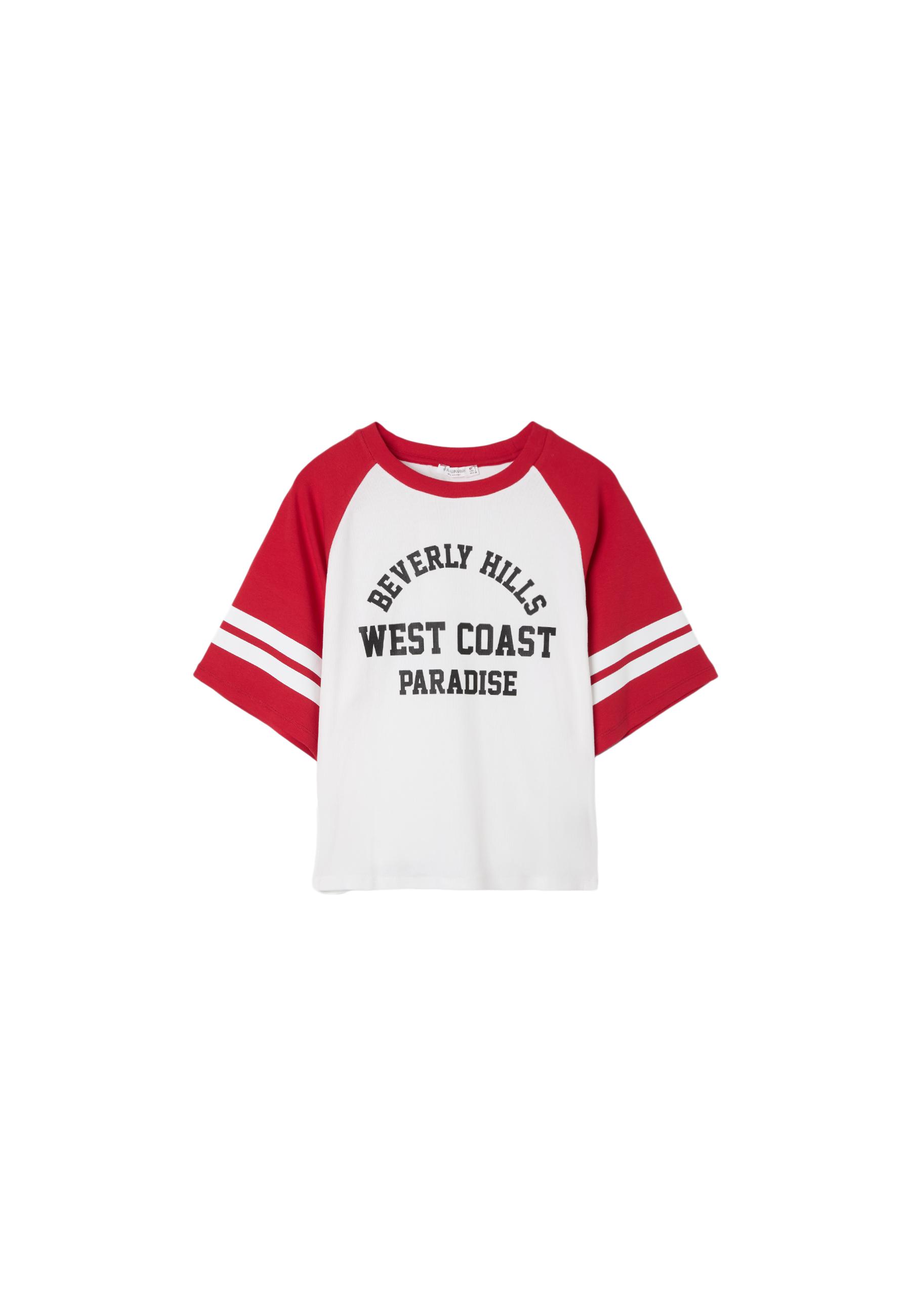 Raglan T-shirt with graphic print — Red