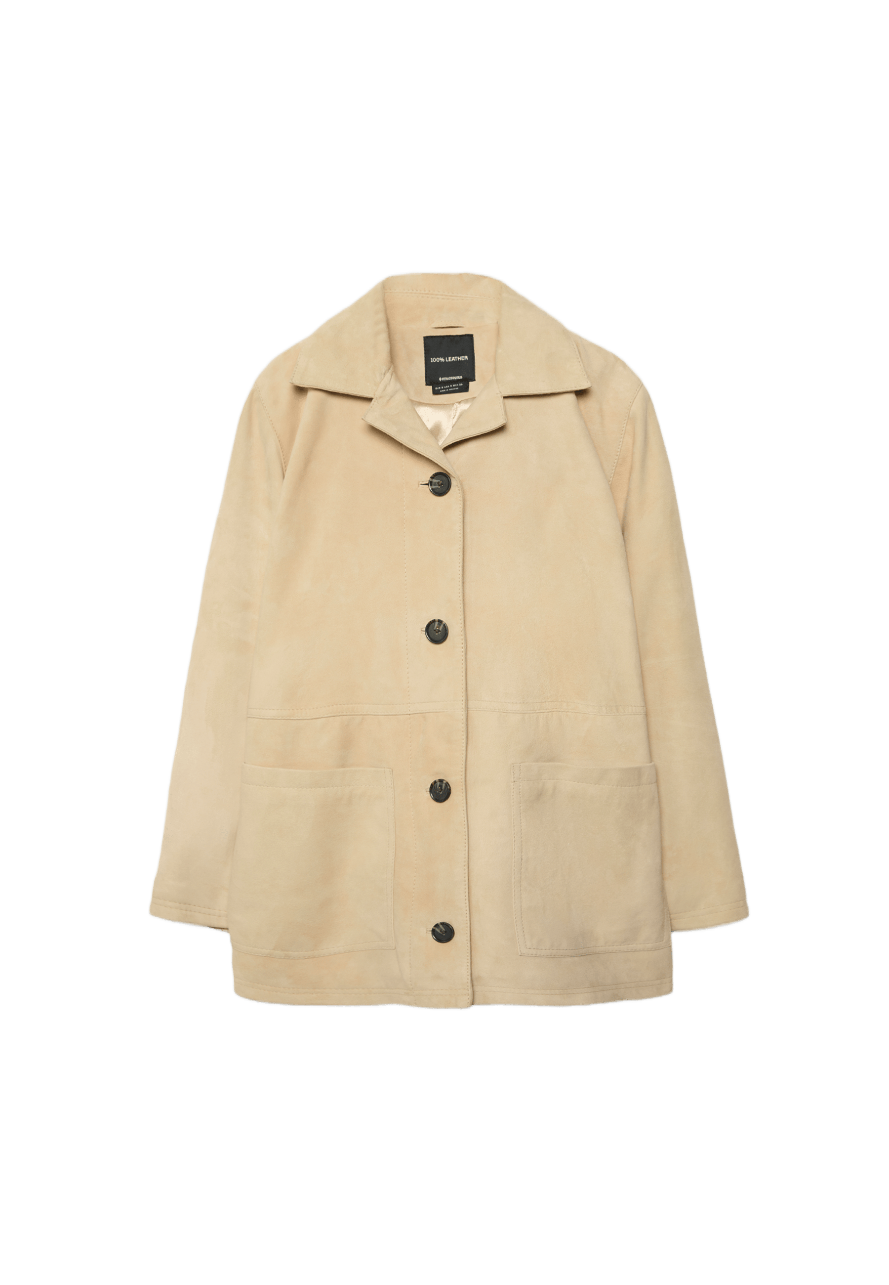 Leather Jacket with Pockets — Stone