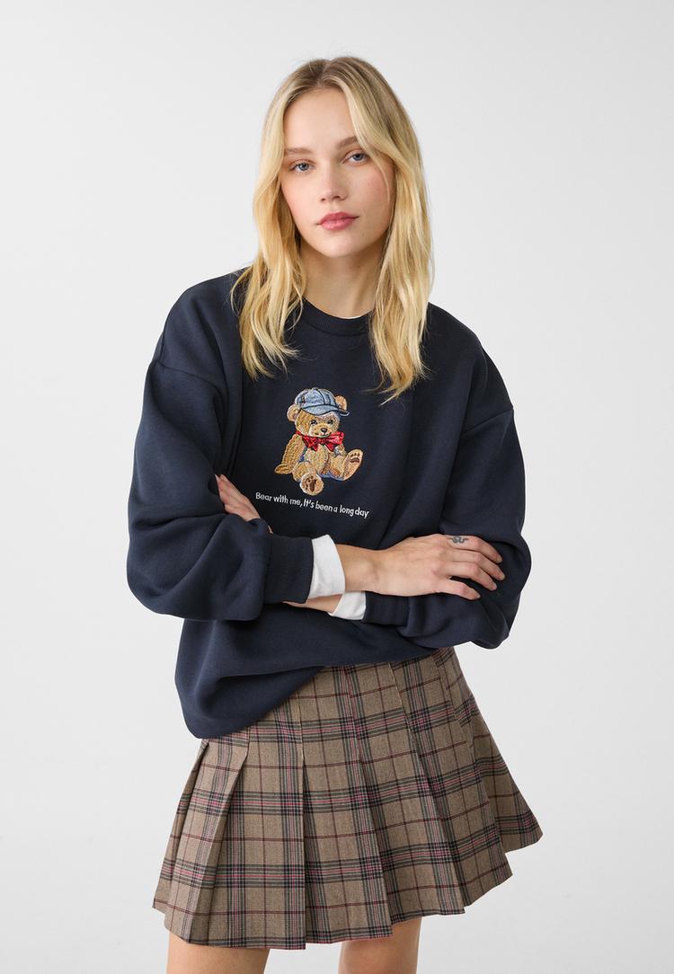Ayı işlemeli sweatshirt_2