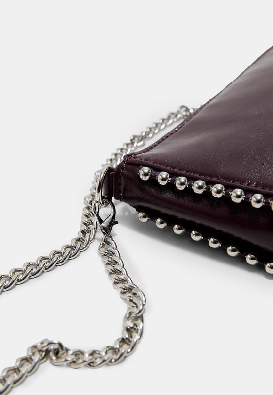 Stradivarius Mini Studded Bag Burgundy Os