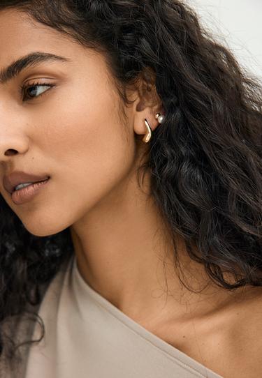 Set of 5 multipack faux pearl earrings — Gold 2