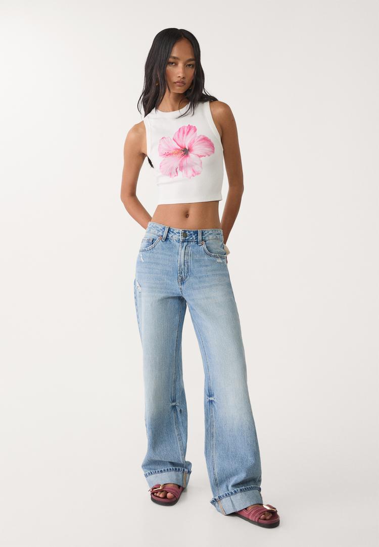 camiseta racer hibiscus