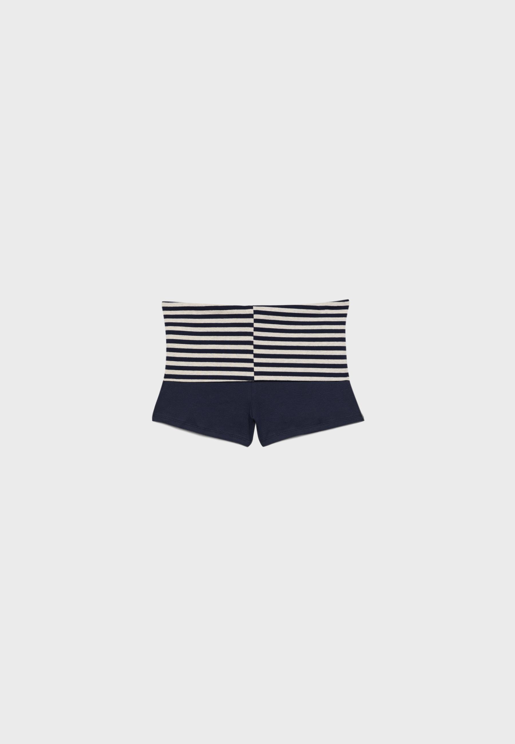 Striped shorts with waist detail — Dark blue