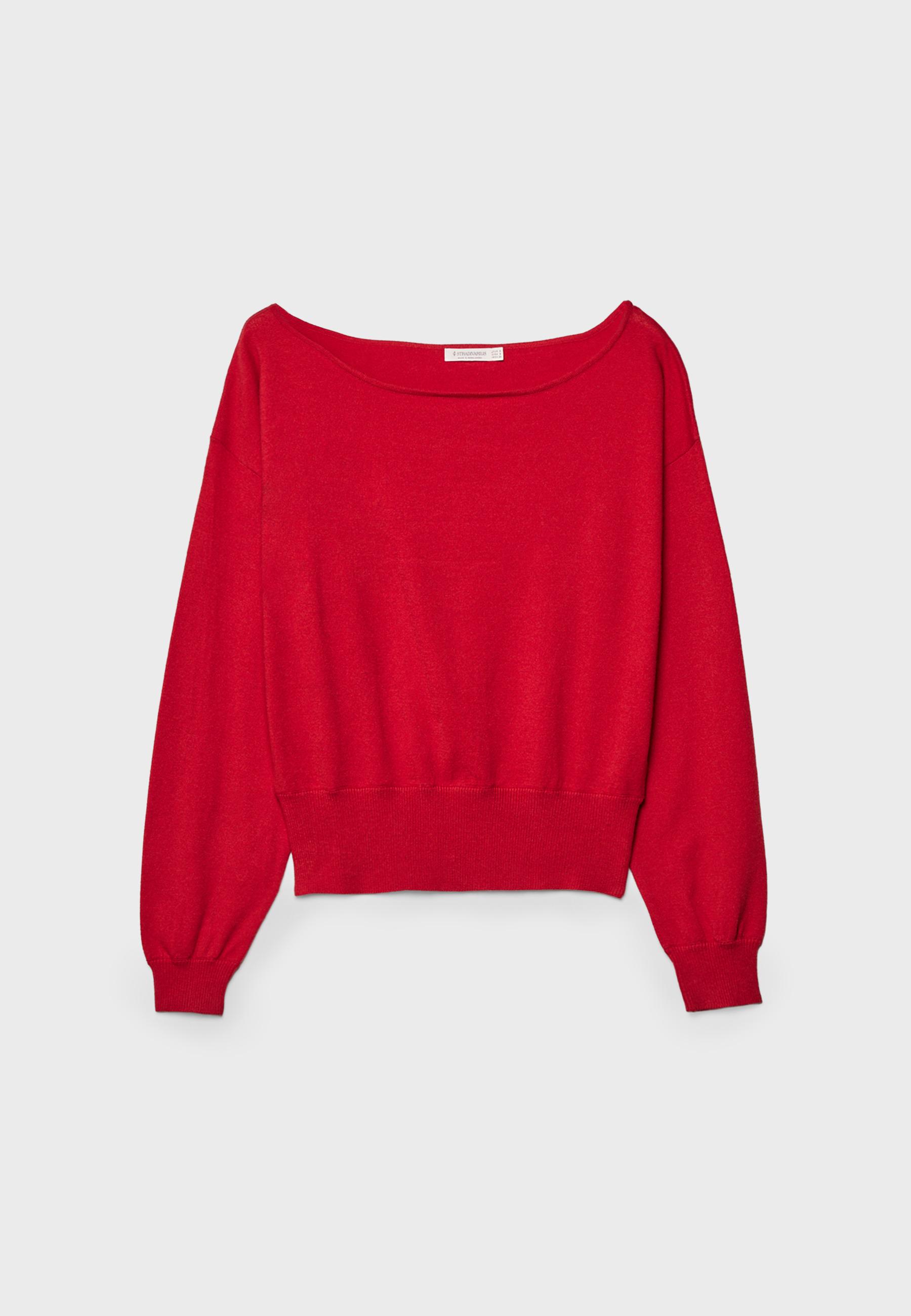 Asymmetric knit sweater — Red