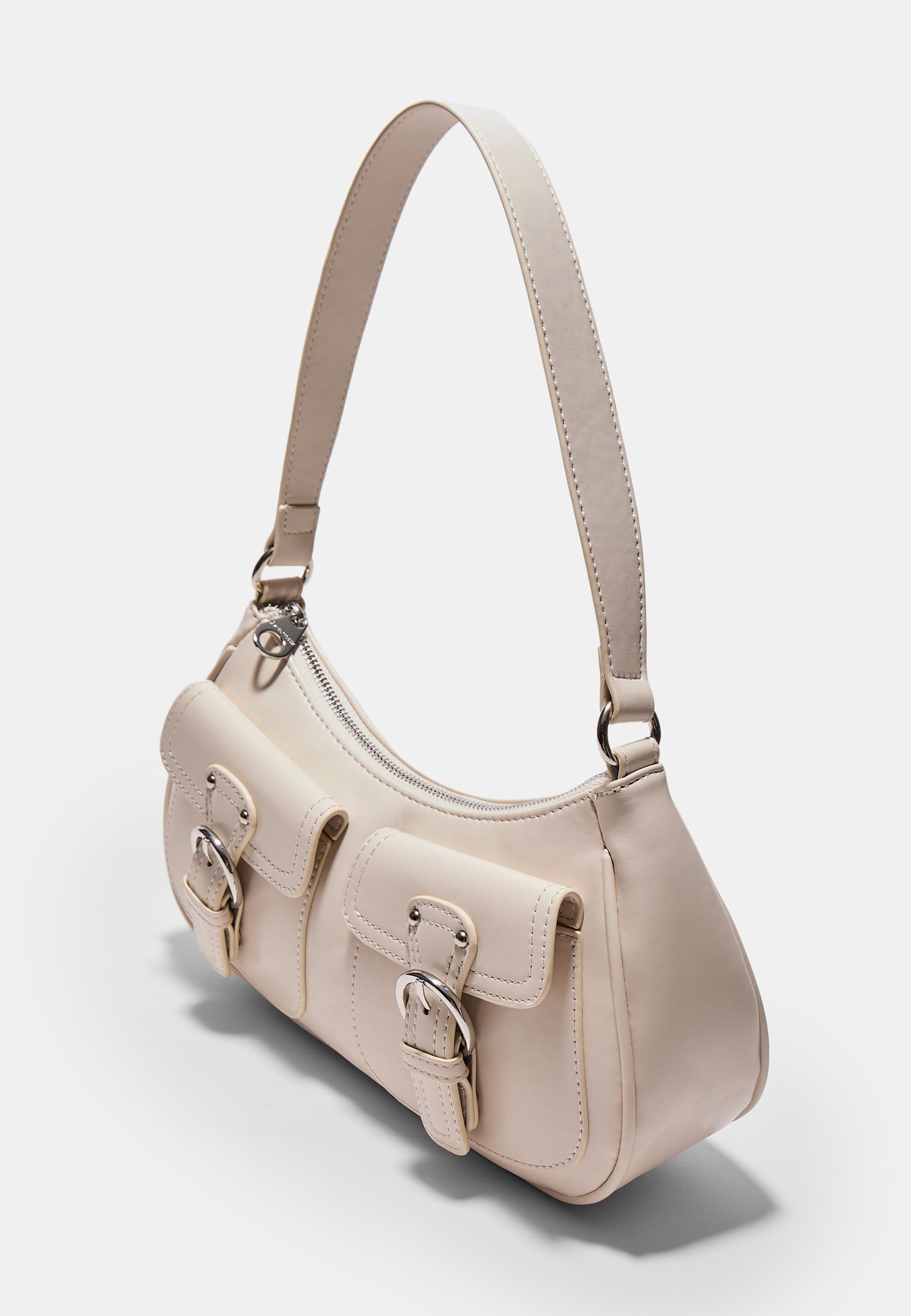 Half-moon shoulder bag with pockets - Women's fashion