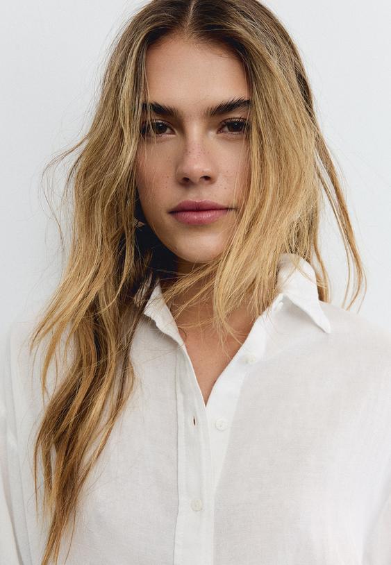 camicia fluida effetto lino