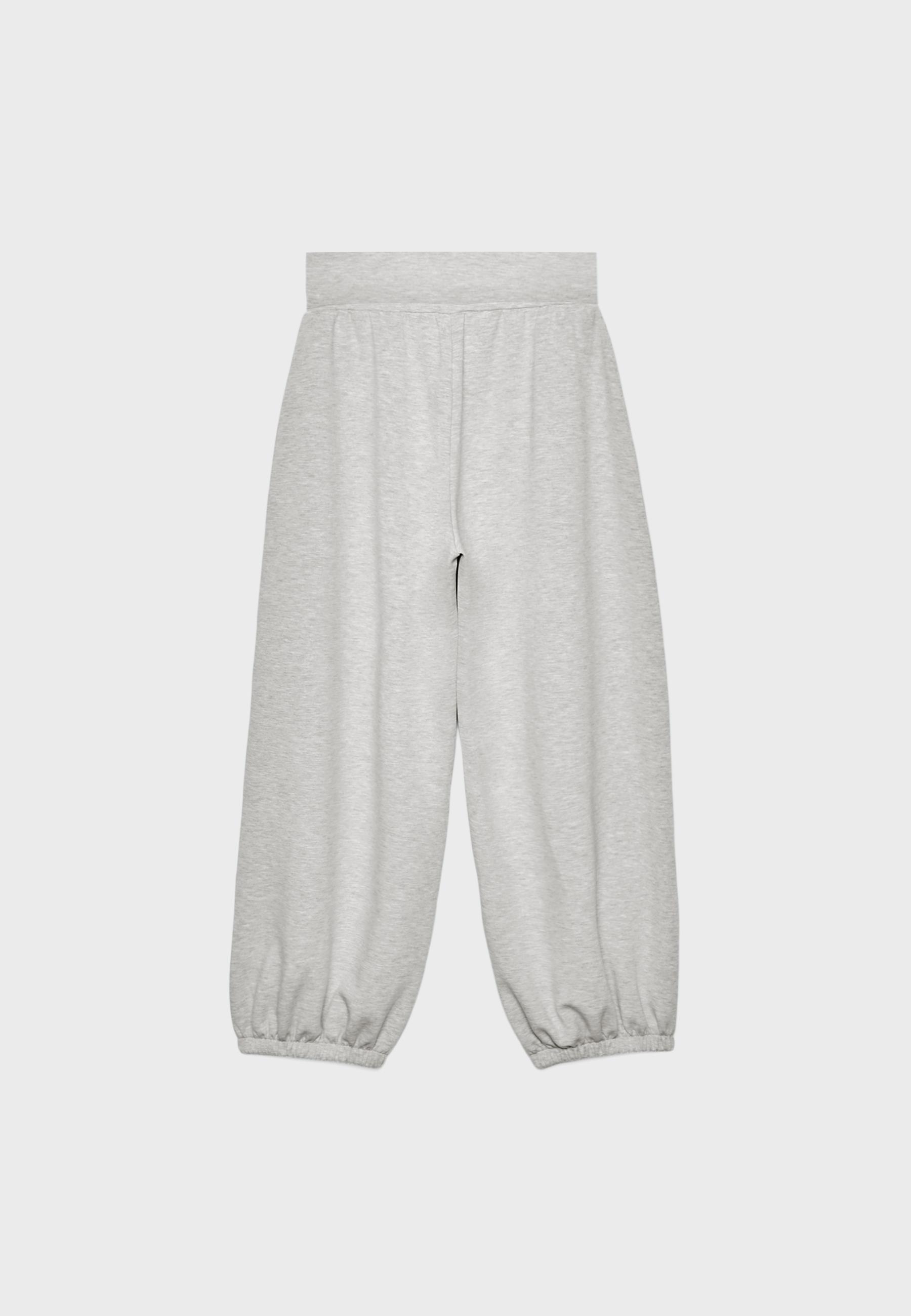 Soft-touch balloon jogger trousers with turn-up waist — Grey melange