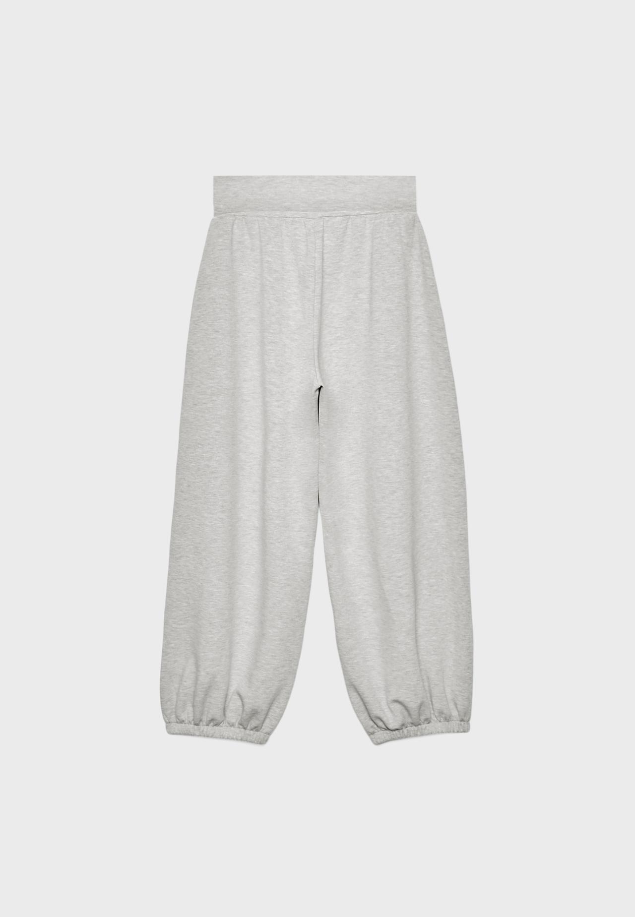 Soft-touch balloon jogger trousers with turn-up waist — Grey melange
