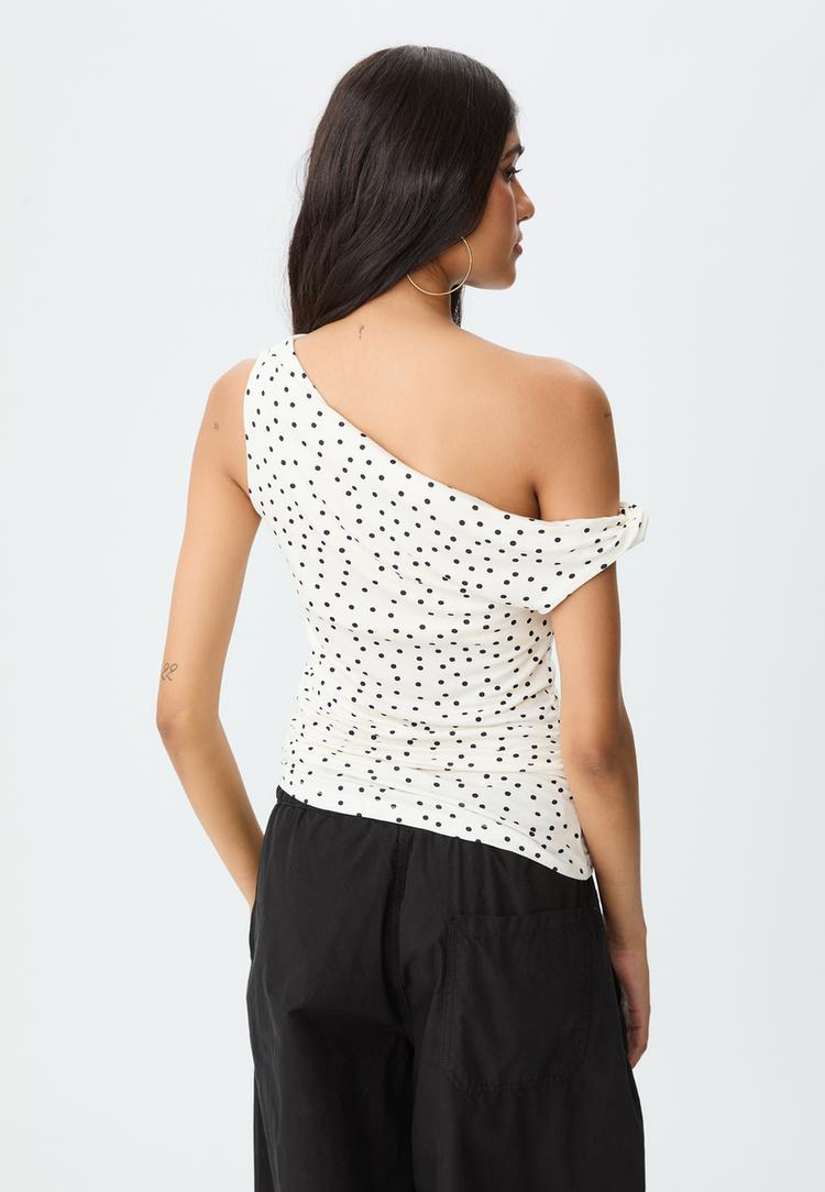 camiseta asimetrica frunces topos
