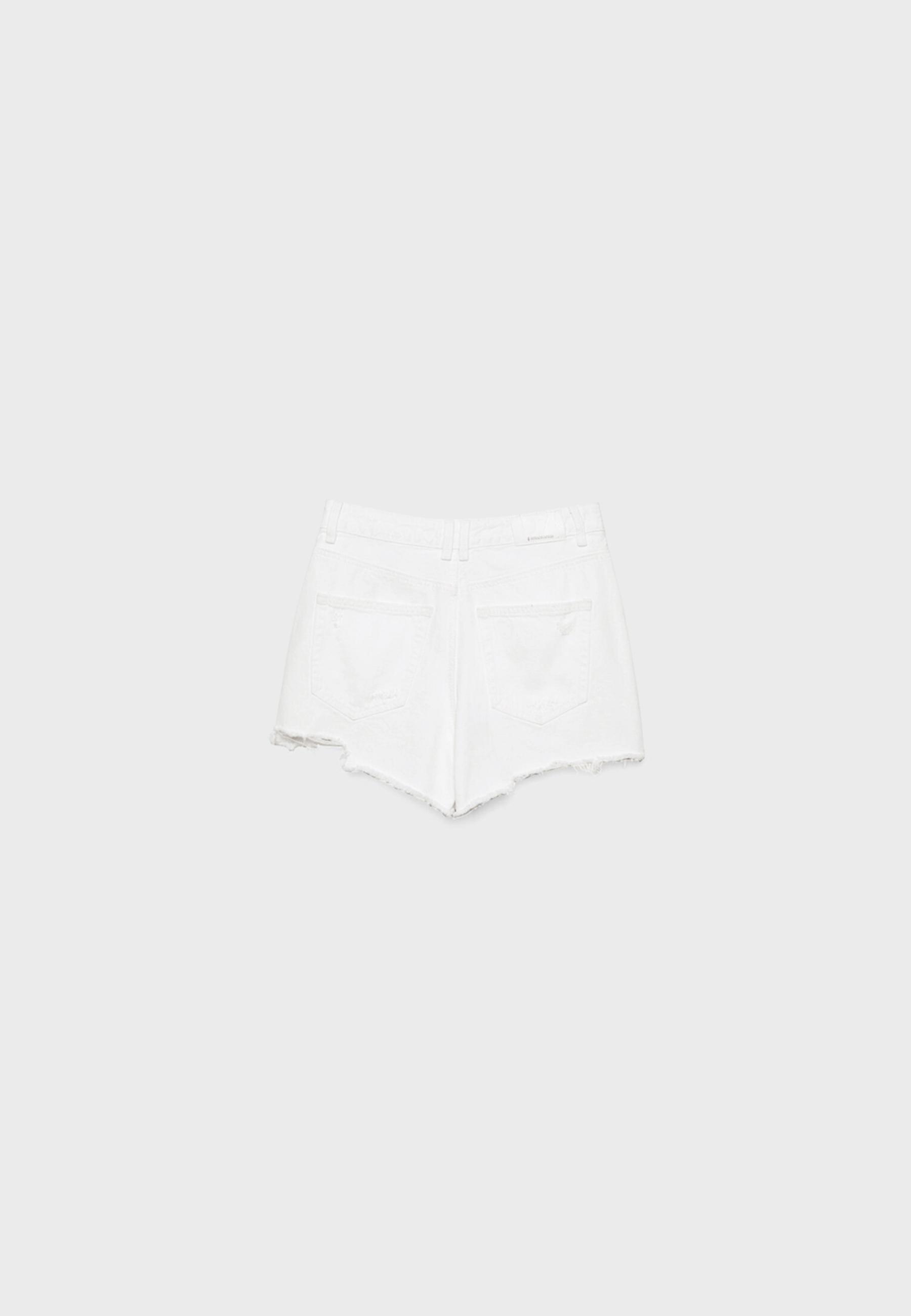 D75 Ripped denim shorts — White