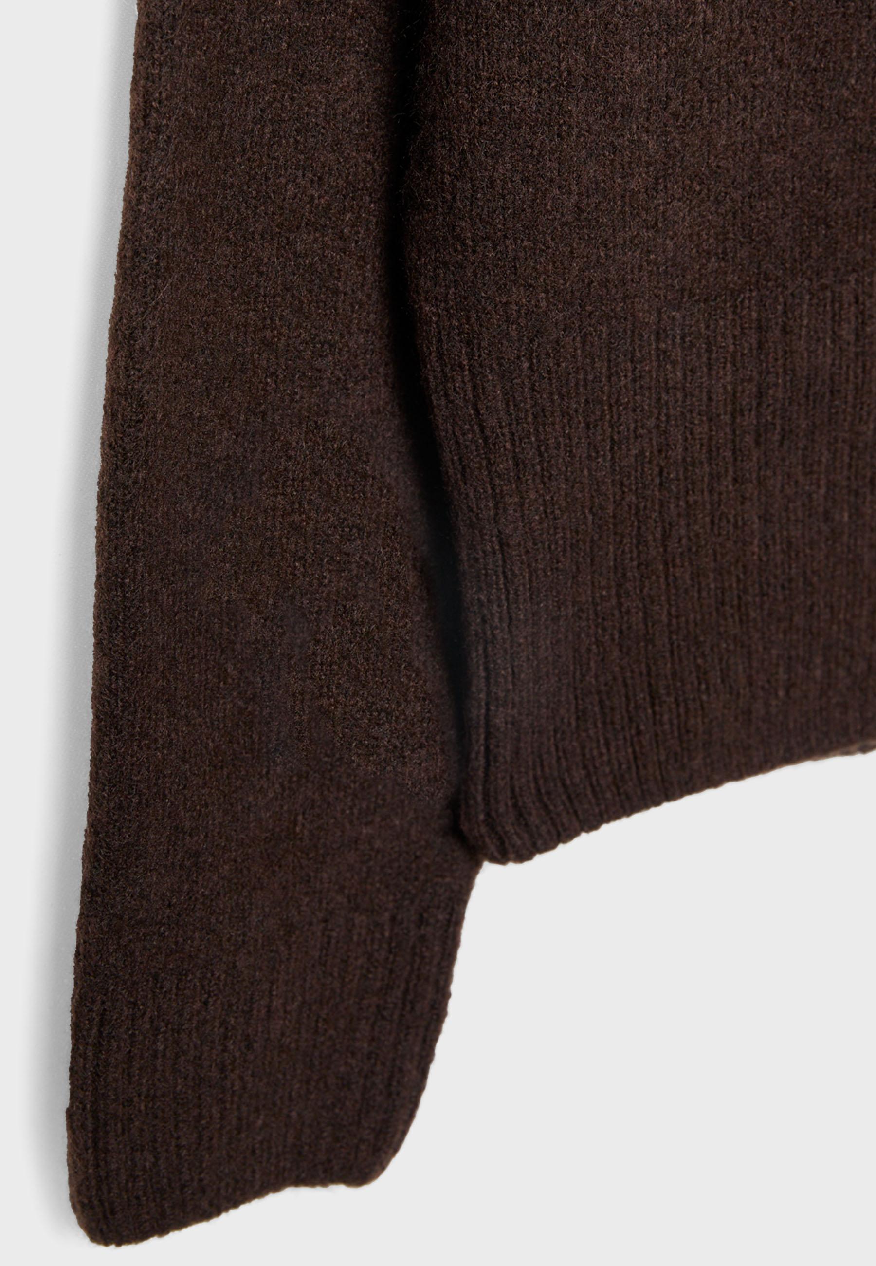 Soft-touch knit boat neck sweater — Brown