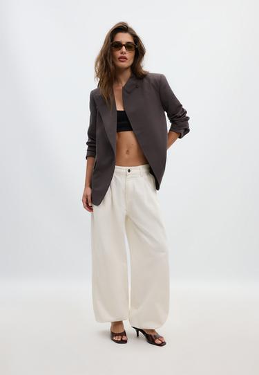 Asymmetric regular fit blazer — Brown 2