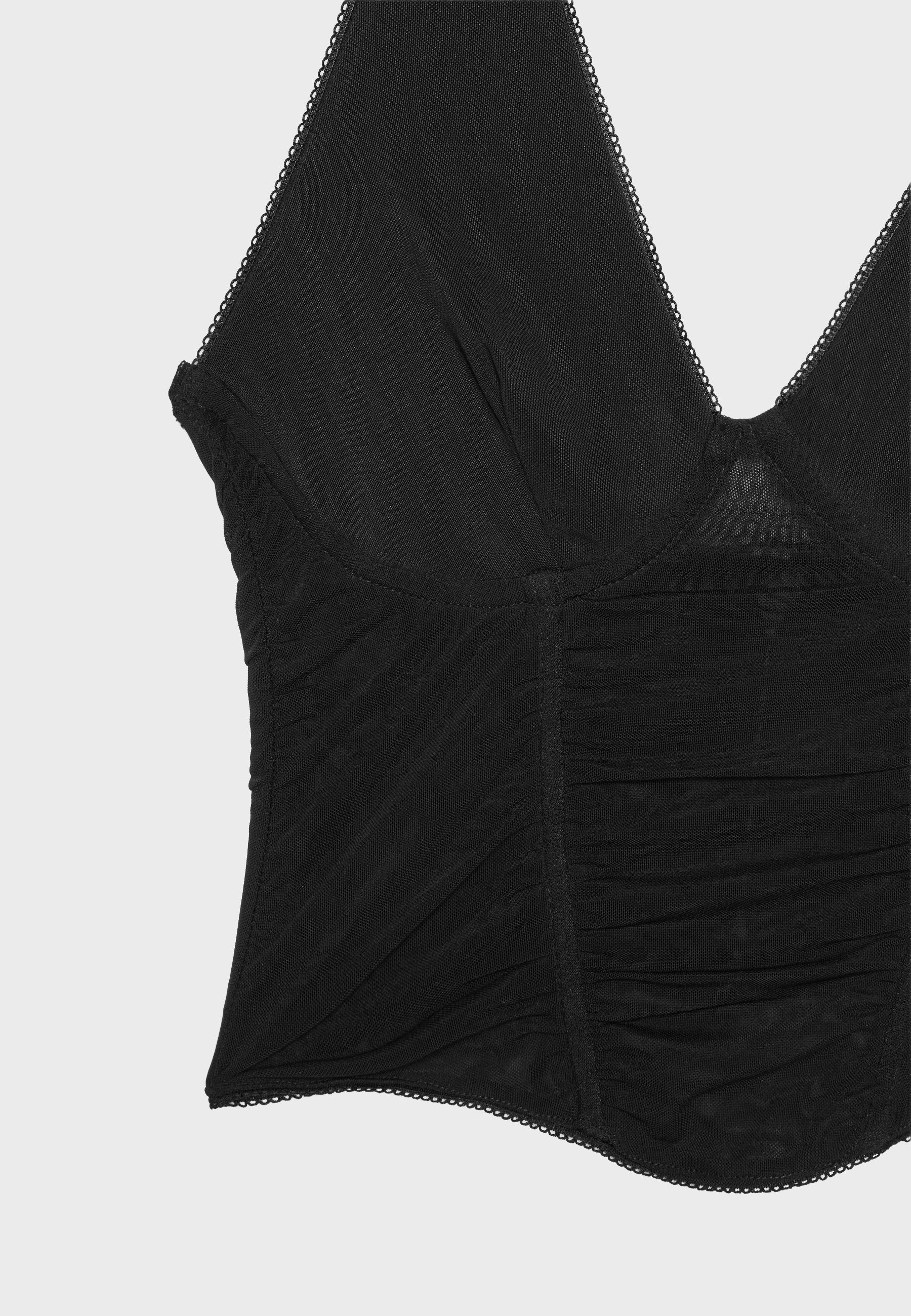 Mesh halter bodice top — Black