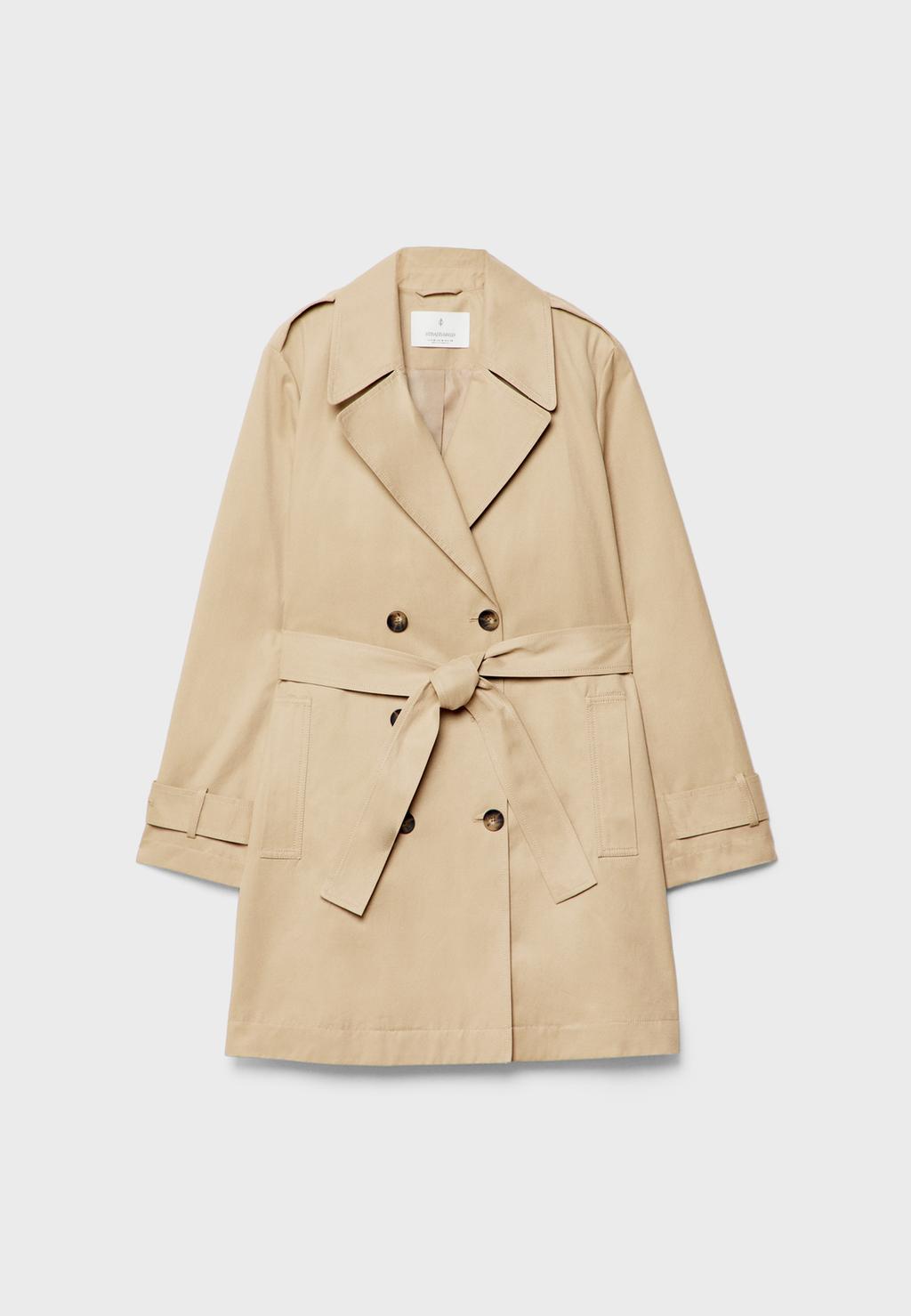 Basic regular fit trench coat with belt