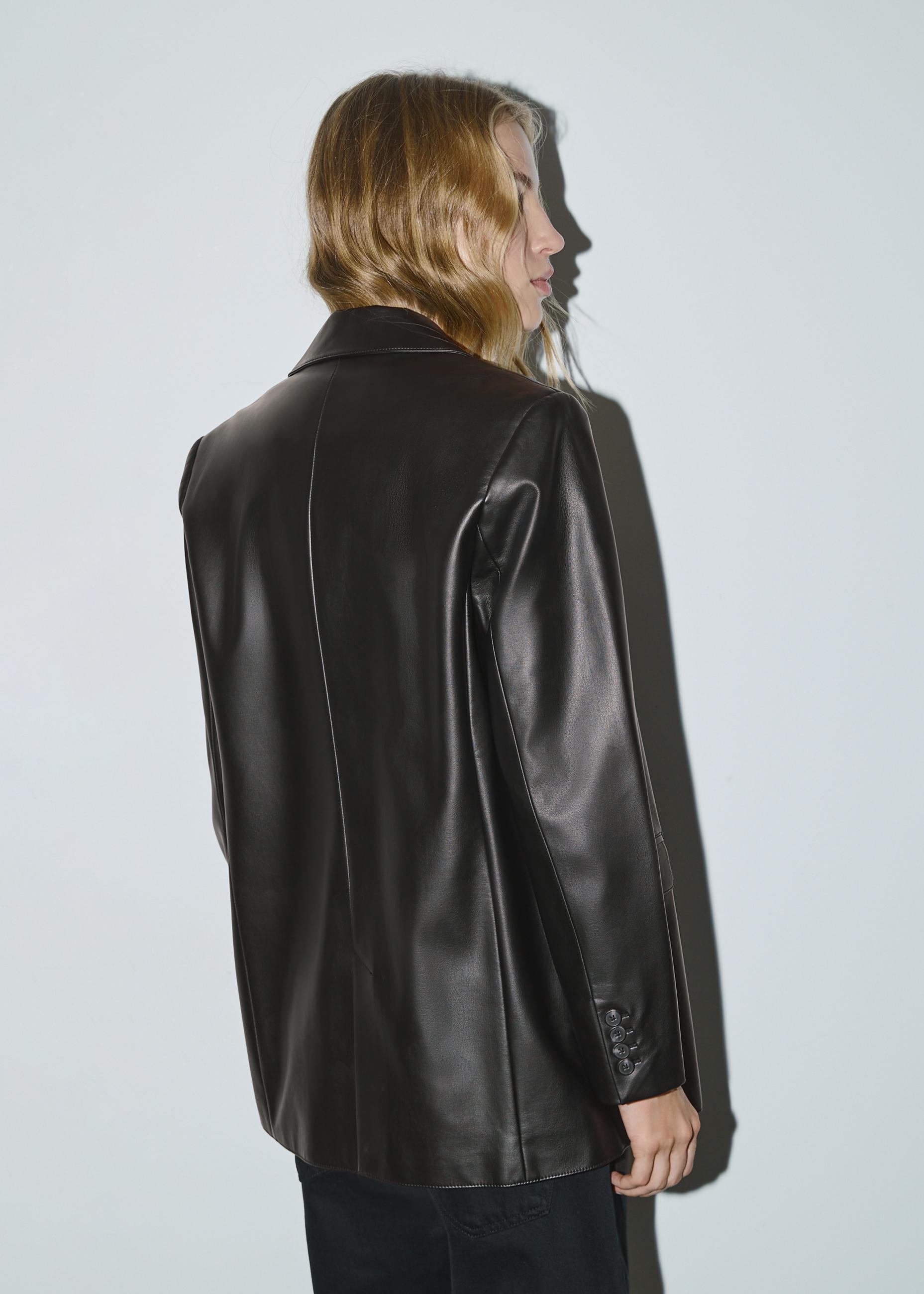 Regular fit leather effect blazer — Black