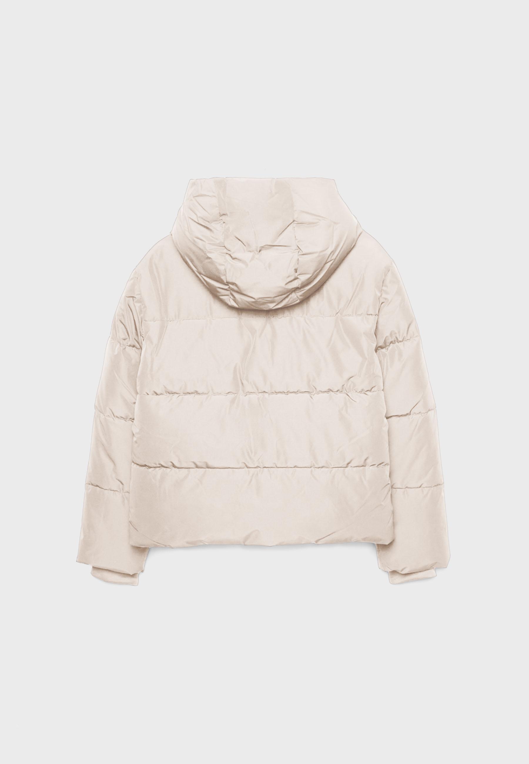 Puffer jacket with hood — Stone