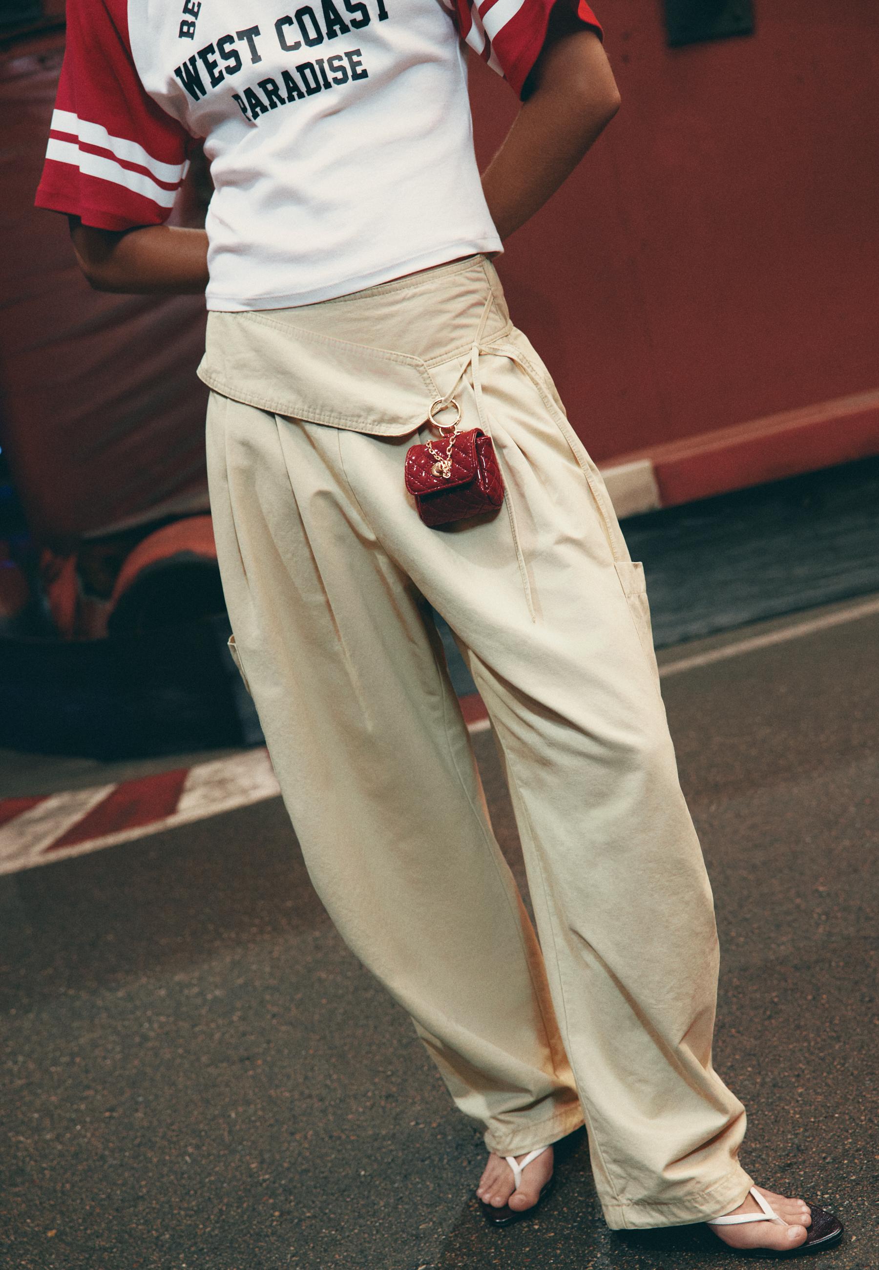Quilted charm mini bag — Burgundy